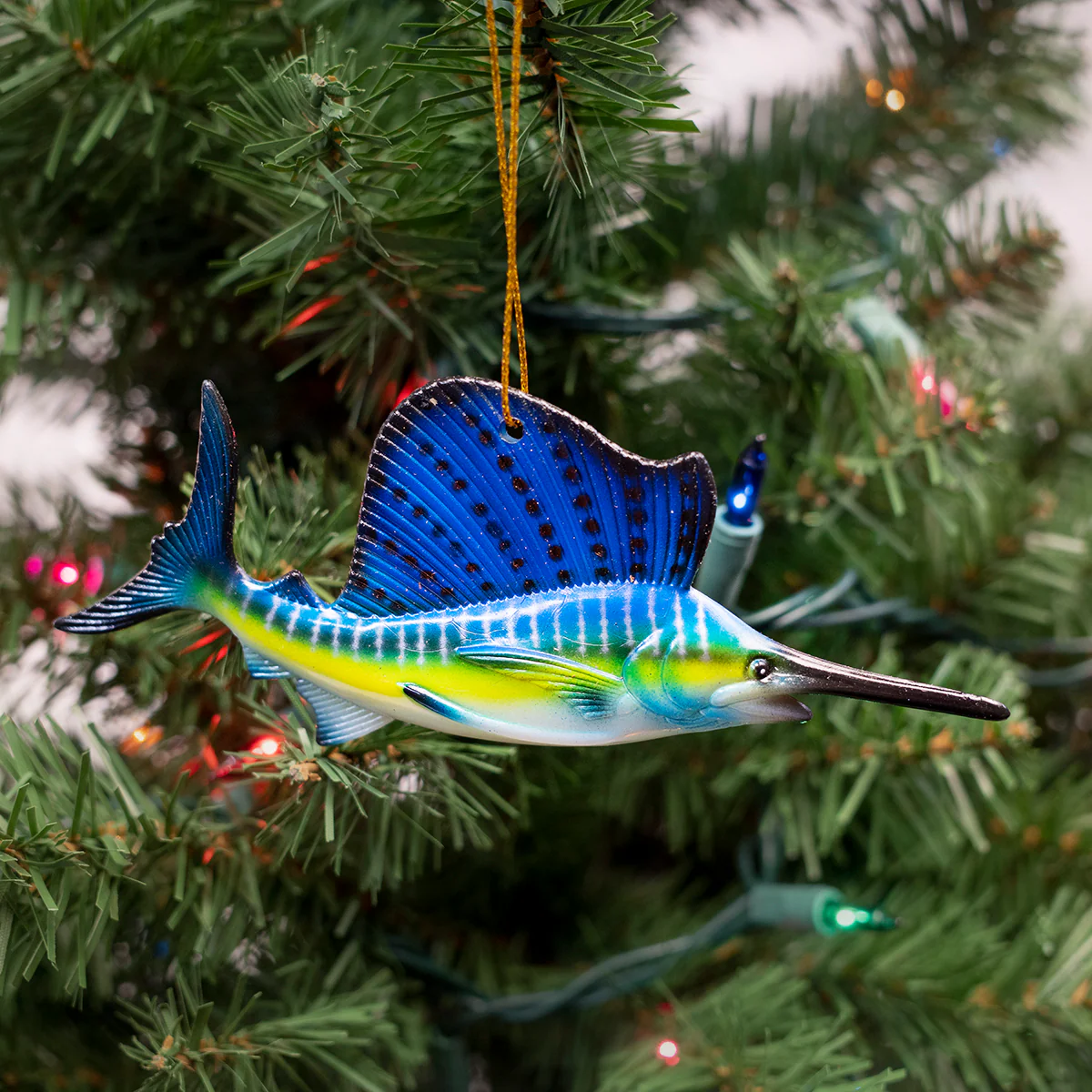5" Blue Sailfish Christmas Tree Ornament Xmas Gift Top Fish Ocean Holiday Decor - Image 2
