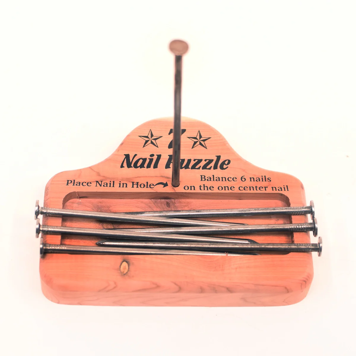 7 Nail Balance Puzzle Wood Block Game Pocket Brain Teaser IQ llusion Magic Trick - Image 2