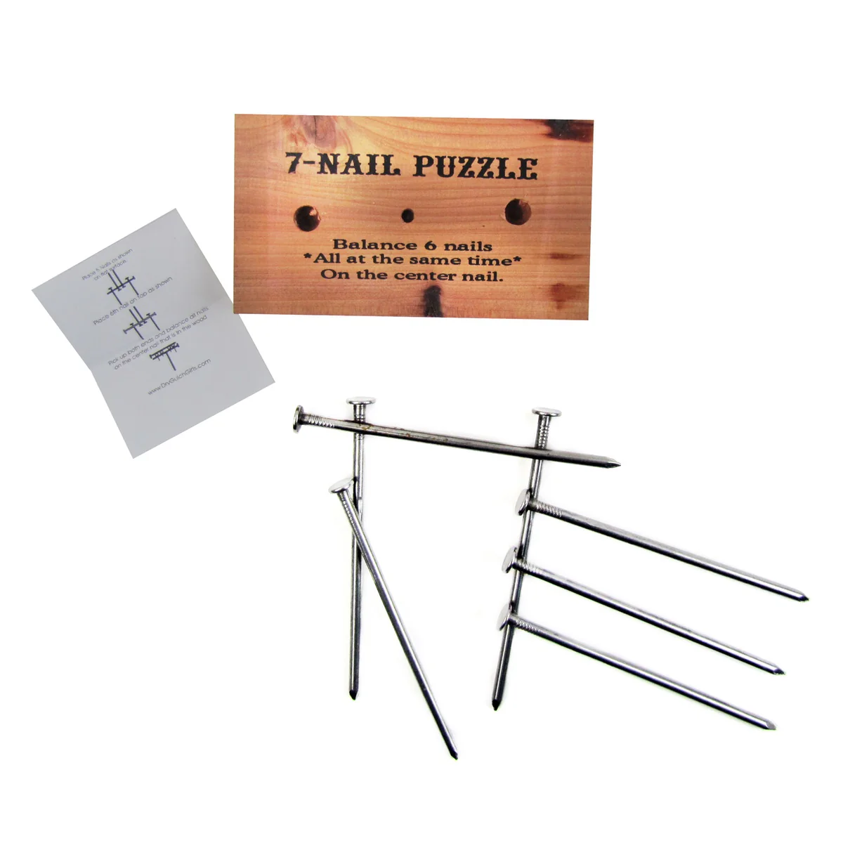 7 Nail Balance Puzzle Wood Block Game Pocket Brain Teaser IQ llusion Magic Trick - Image 5