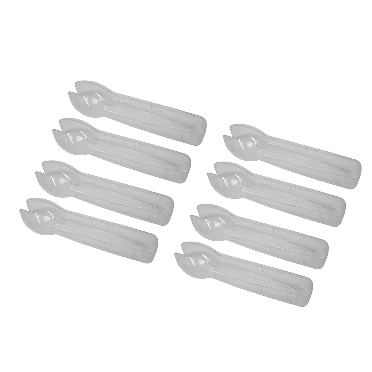 8pc Small Clear Plastic Food Serving Tongs Set Disposable Party Utensil Supply
