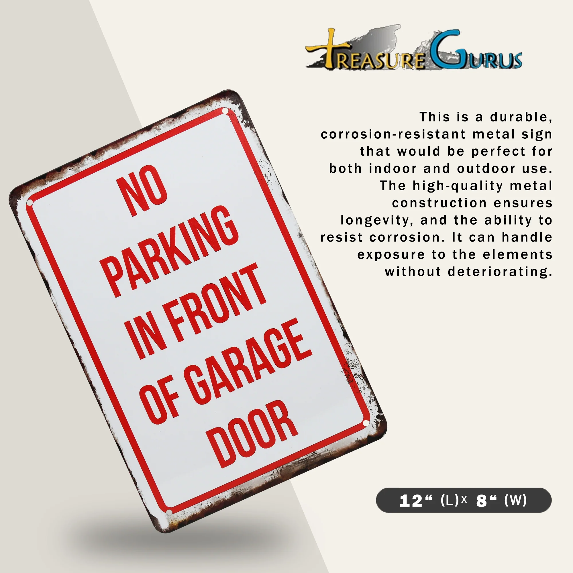 Metal No Parking In Front Of Garage Door Sign Driveway Yard Street Posted Signs - Image 2