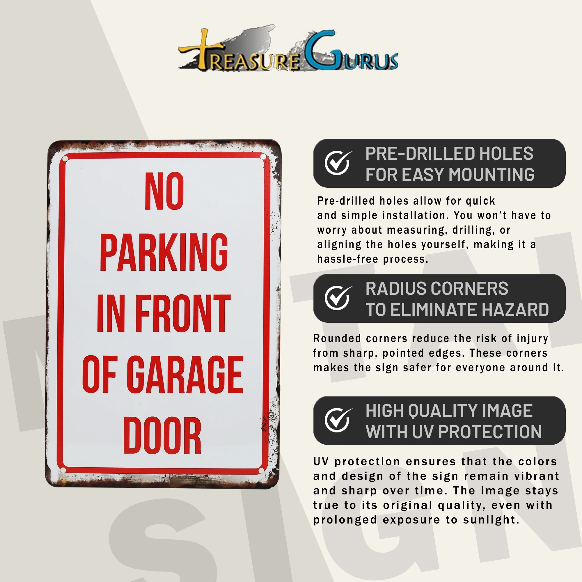 Metal No Parking In Front Of Garage Door Sign Driveway Yard Street Posted Signs - Image 3