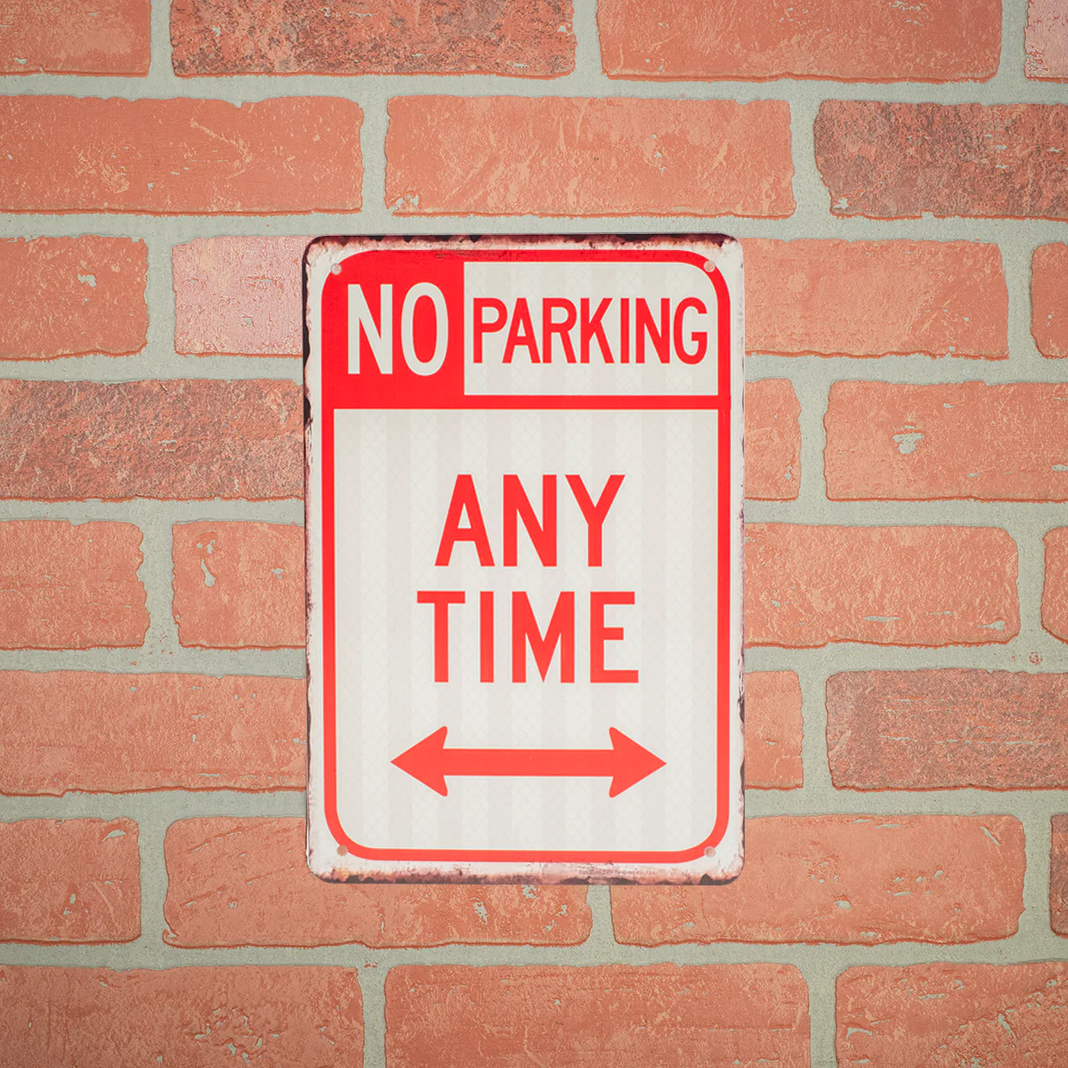 8x12 Metal Red White No Park Any Time Arrow Private Driveway Street Warning Sign - Image 2