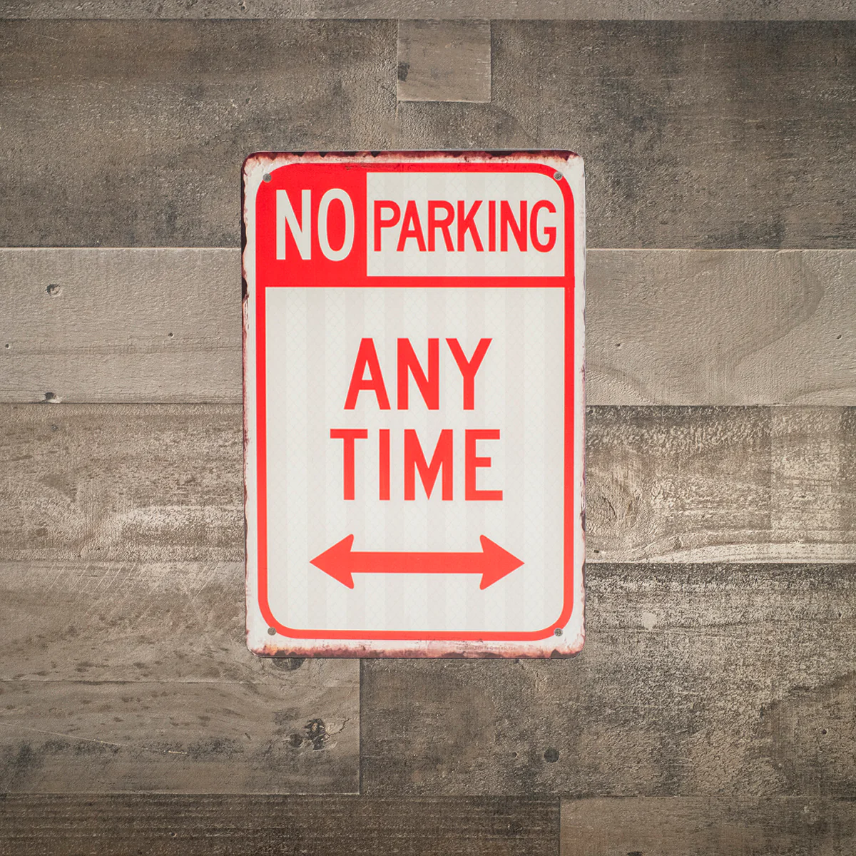 8x12 Metal Red White No Park Any Time Arrow Private Driveway Street Warning Sign - Image 3