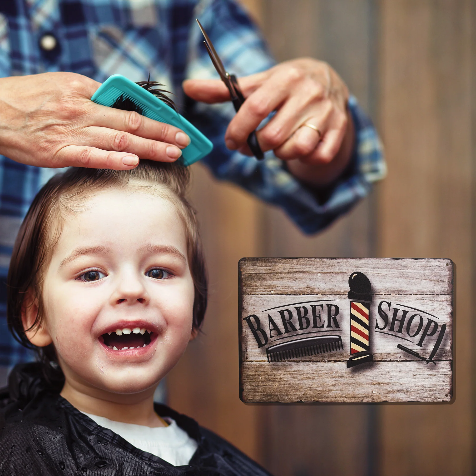 Tin Metal Wall Art Barber Shop Sign Barbershop, Salon Room Decorations Gifts Men - Image 6