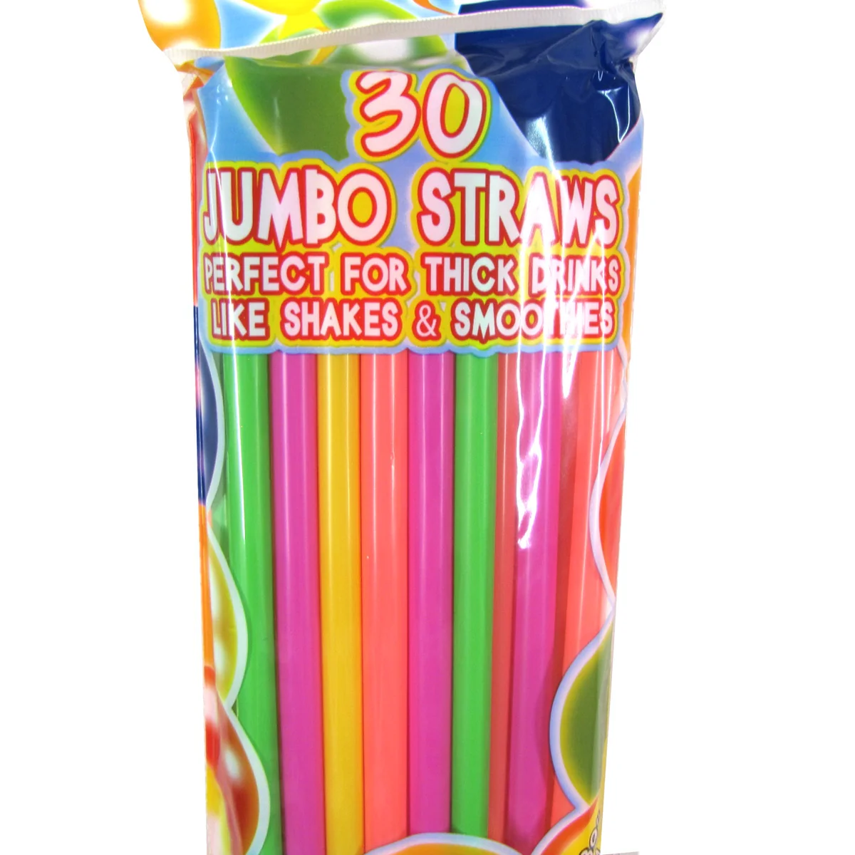 90 Jumbo Wide Disposable Plastic Party Drinking Smoothie Boba Bubble Tea Straws - Image 2