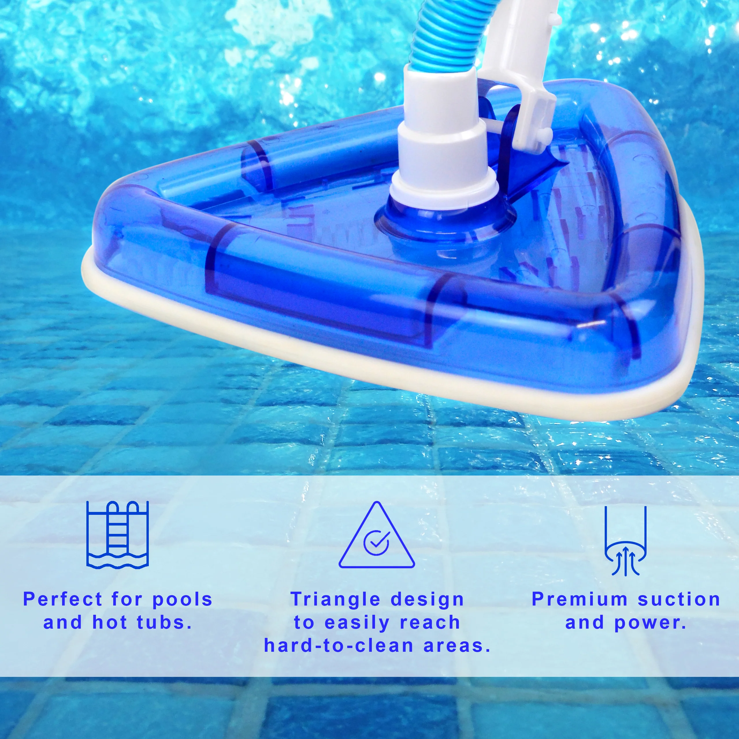 Pool Vacuum Cleaner Inground Ground Weighted Brush Head Swivel Hose Connector - Image 2