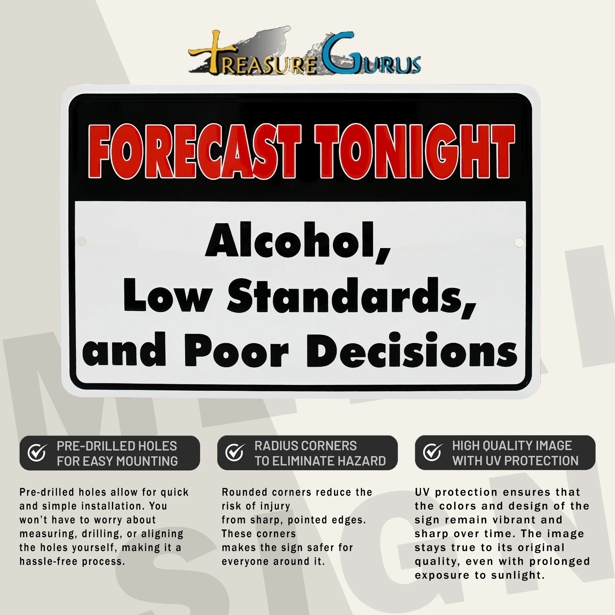Drinking Forecast Wall Art Sign Funny Sign for Man Cave, Home Bar, College Dorm - Image 3