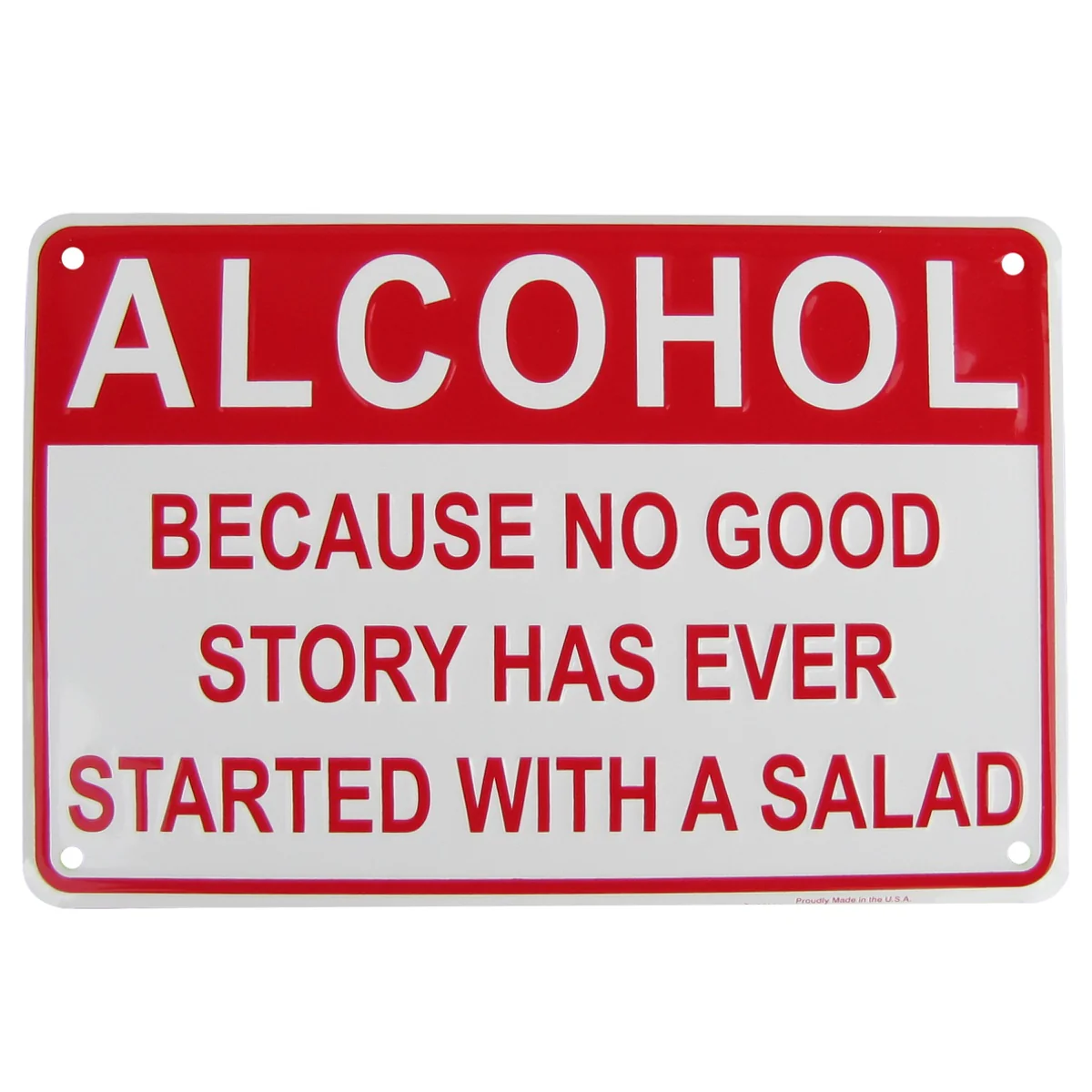 Alcohol Salad Funny Embossed Aluminum Sign Novelty US Made Bar Pub Wall Decor