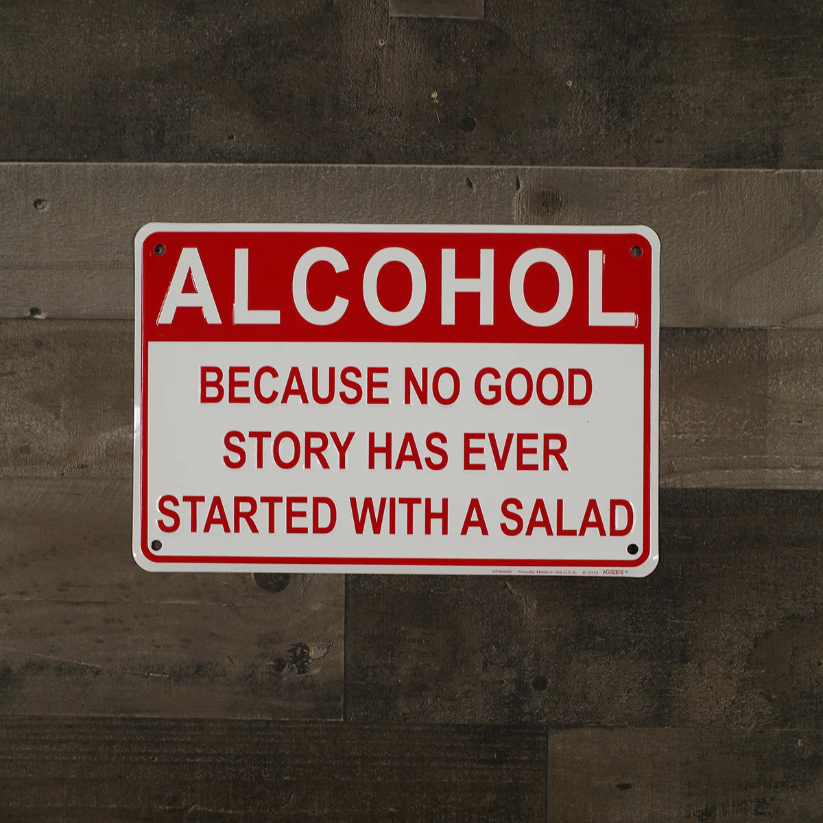 Alcohol Salad Funny Embossed Aluminum Sign Novelty US Made Bar Pub Wall Decor - Image 2