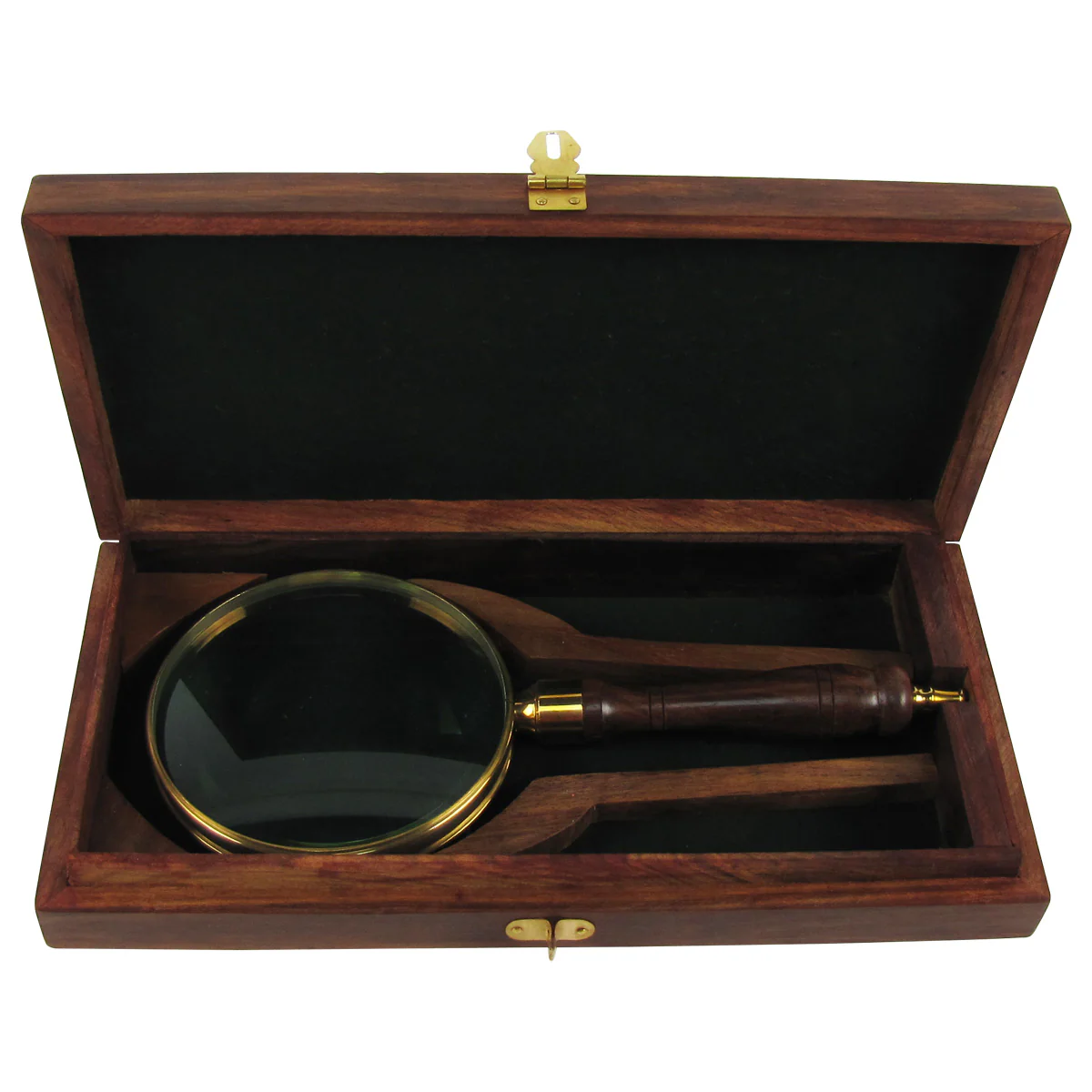 Antique Brass and Wood Turned Hand Lens Magnifying Glass - Image 2