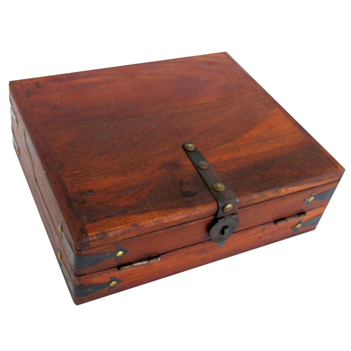 Antique Reproduction Folding Portable Wood Document Box