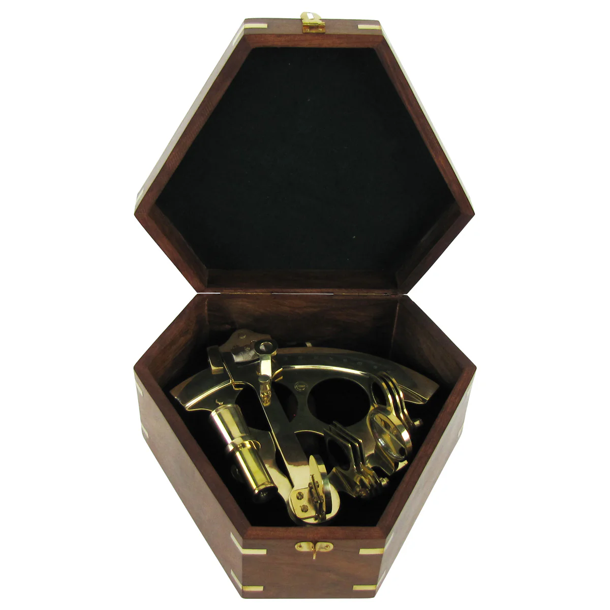 Antique Reproduction Maritime Navigation Sextant w/ Wood Box