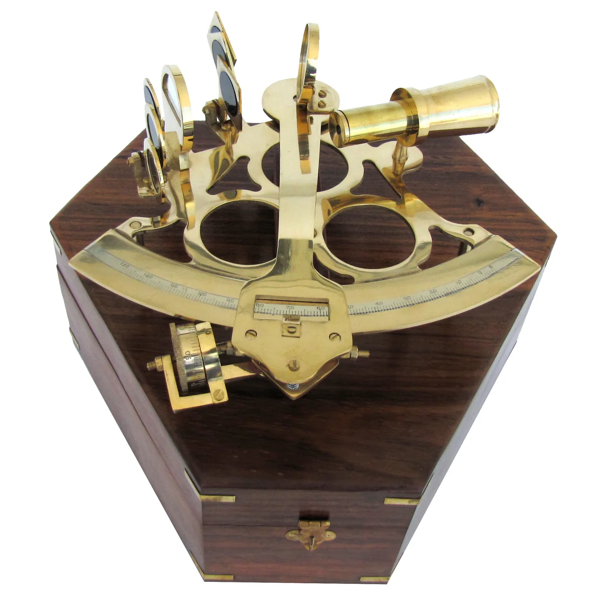Antique Reproduction Maritime Navigation Sextant w/ Wood Box - Image 6
