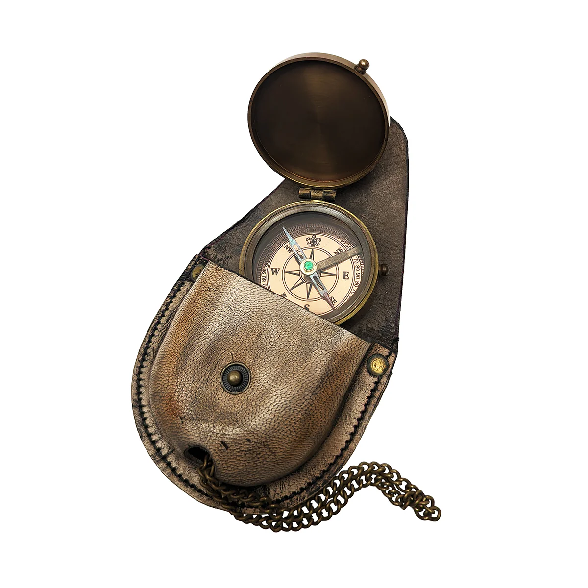 Antique Style Brass Pocket Compass Steampunk Clothing Accessory Nautical Decor - Image 2