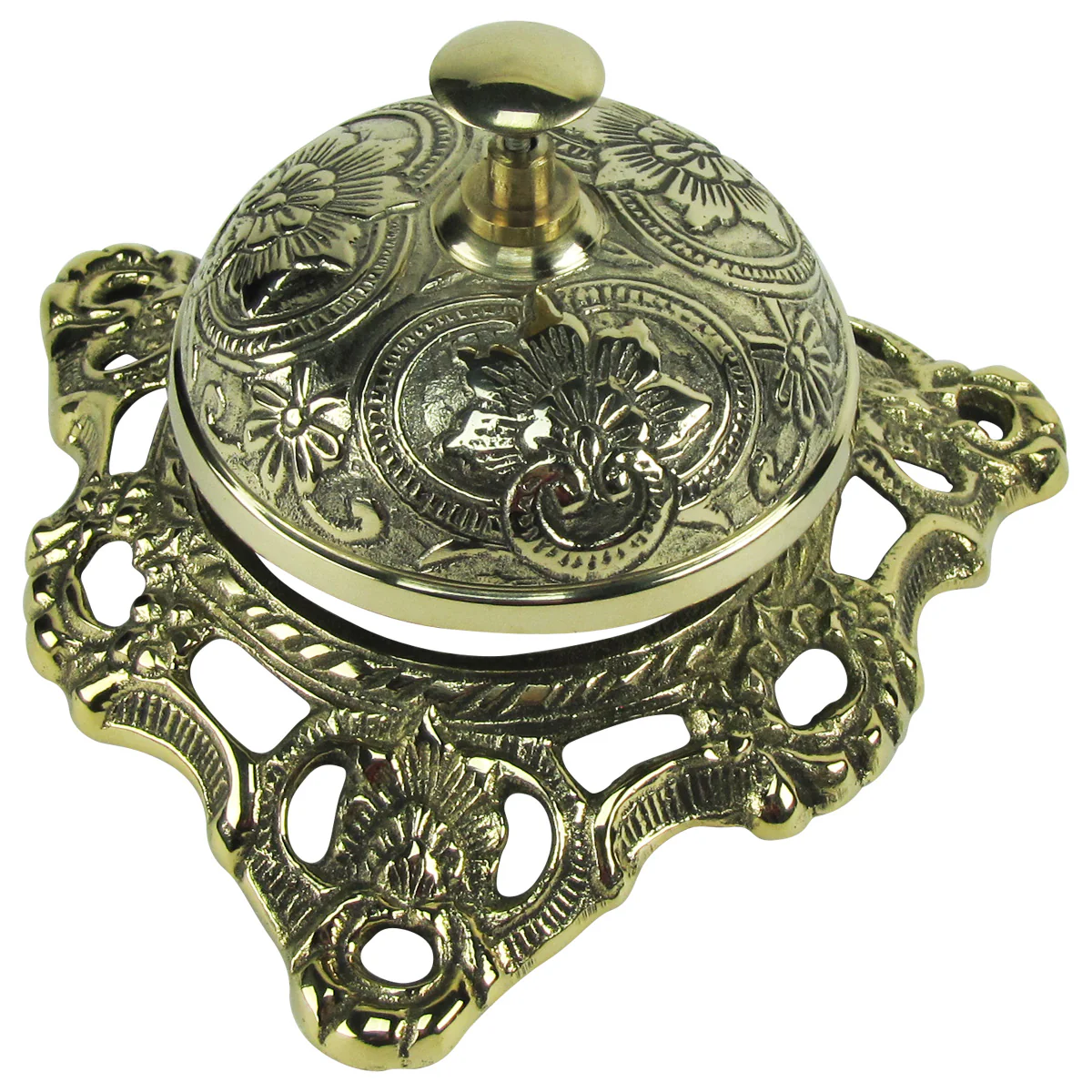 Polished Brass Hotel Counter Desk Call Bell Antique Victorian Style Service Ring