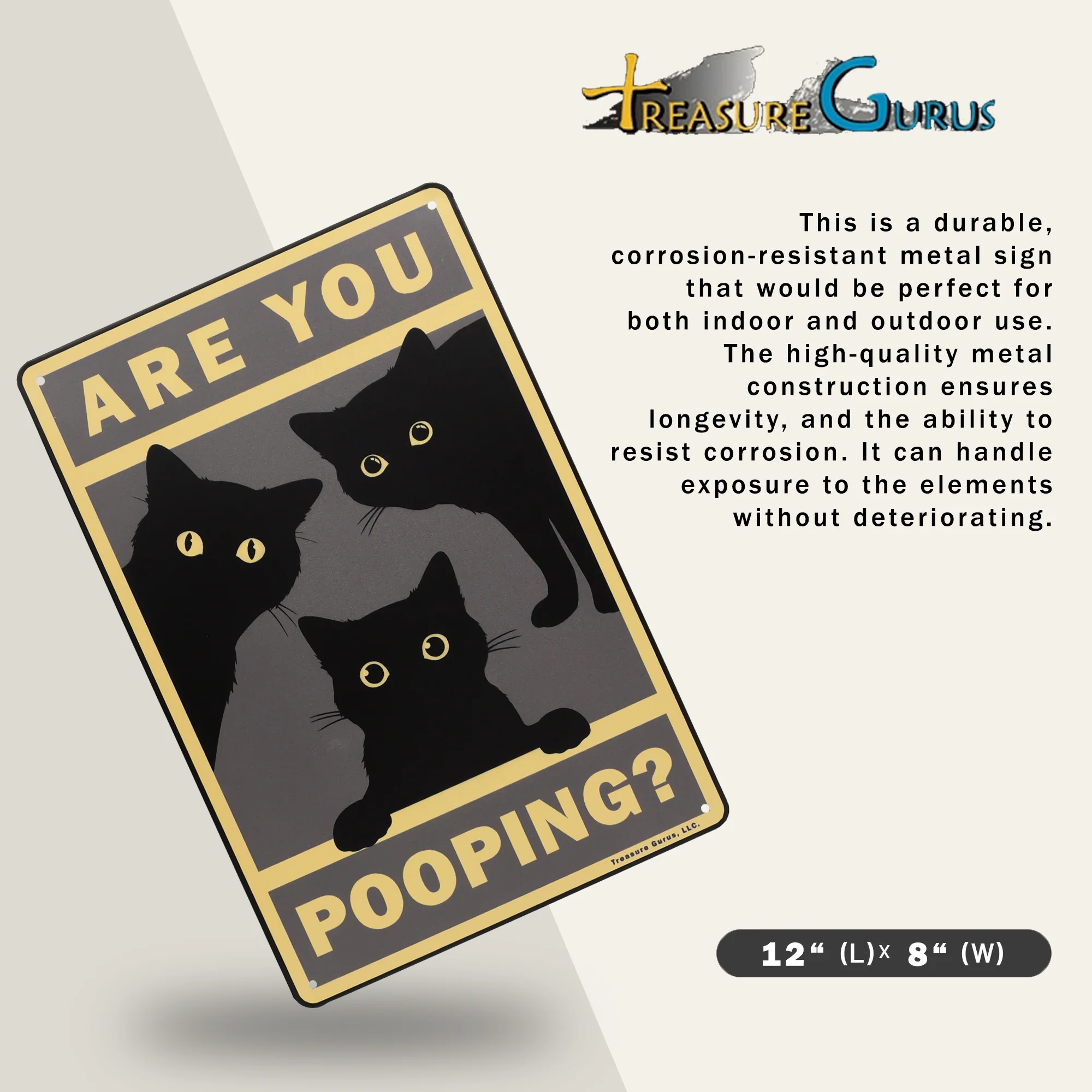 Are You Pooping Cats Restroom Sign Wall Art Vintage Black Poster Gifts Cat Lover - Image 2