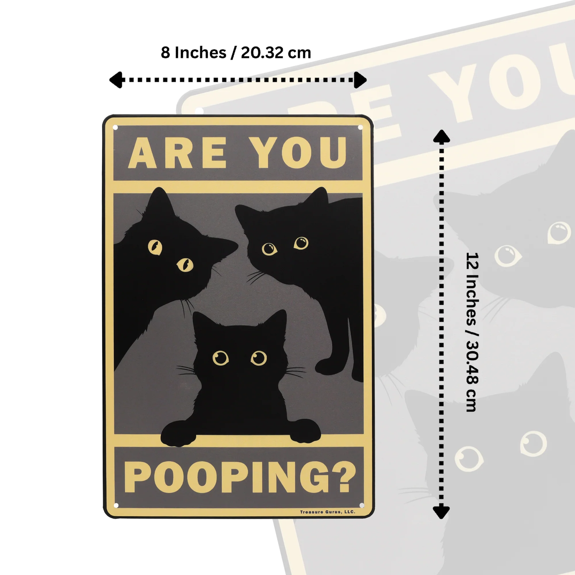 Are You Pooping Cats Restroom Sign Wall Art Vintage Black Poster Gifts Cat Lover - Image 5