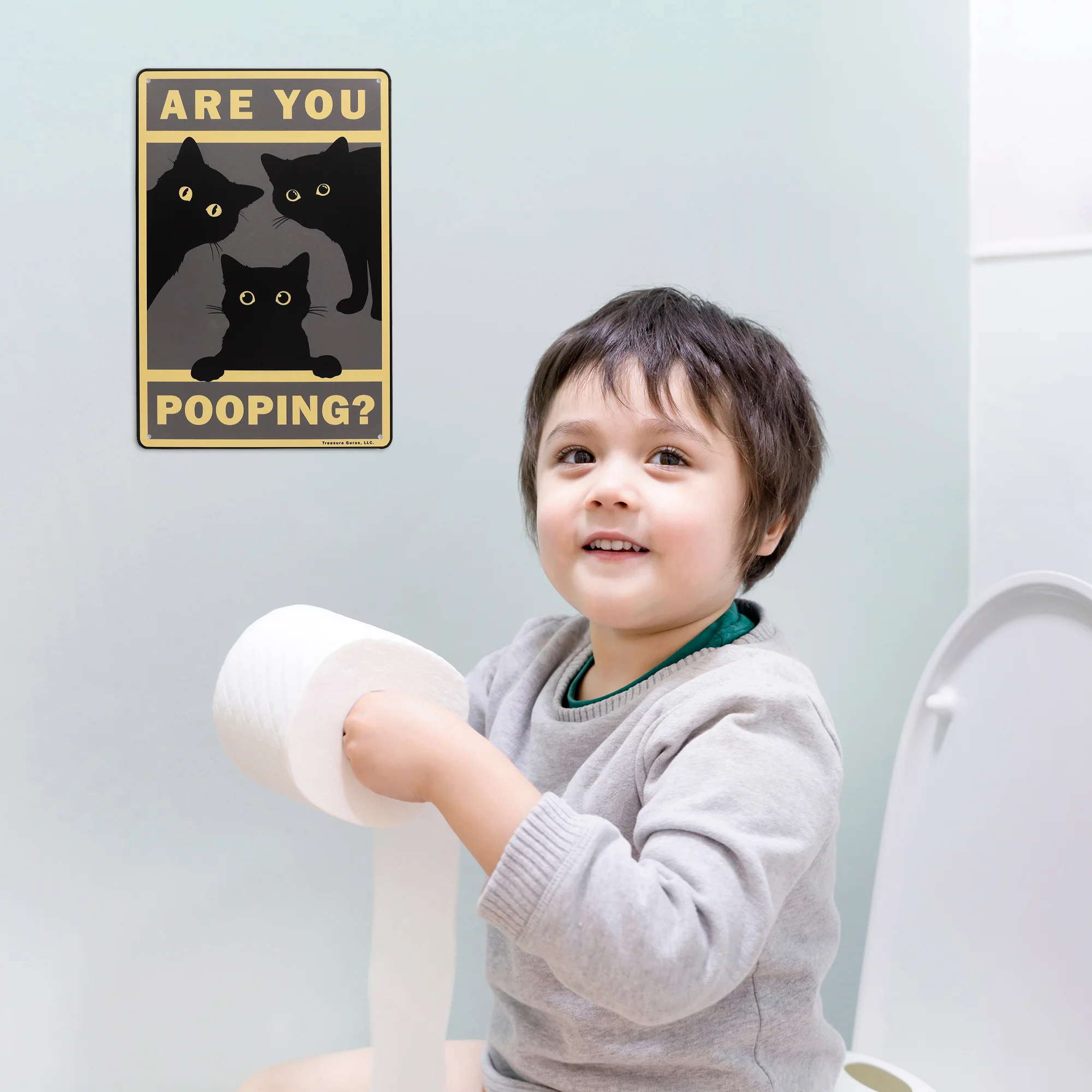 Are You Pooping Cats Restroom Sign Wall Art Vintage Black Poster Gifts Cat Lover - Image 9