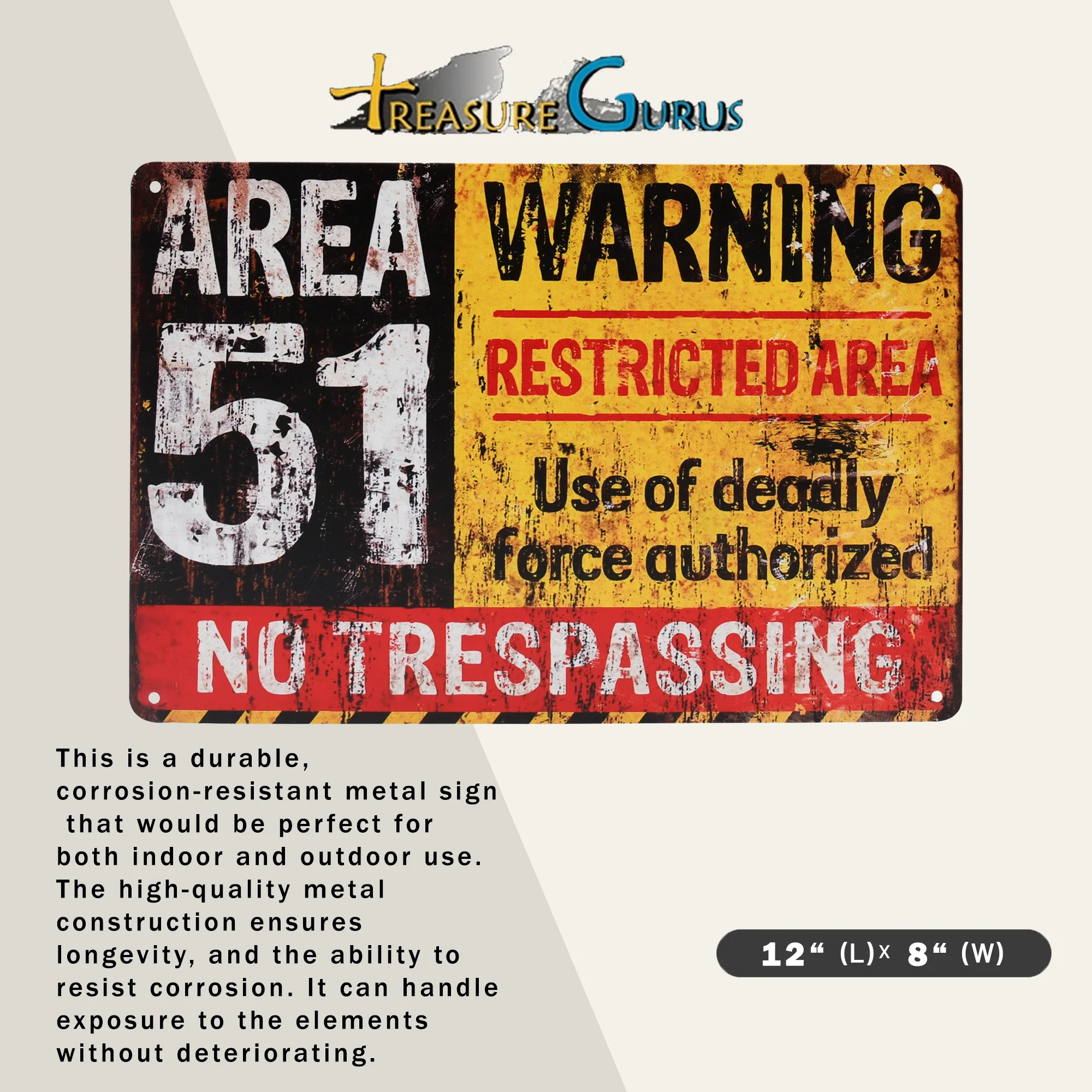Restricted Area 51 No Trespassing Wall Sign for Man Cave, Garage Home Room Decor - Image 2