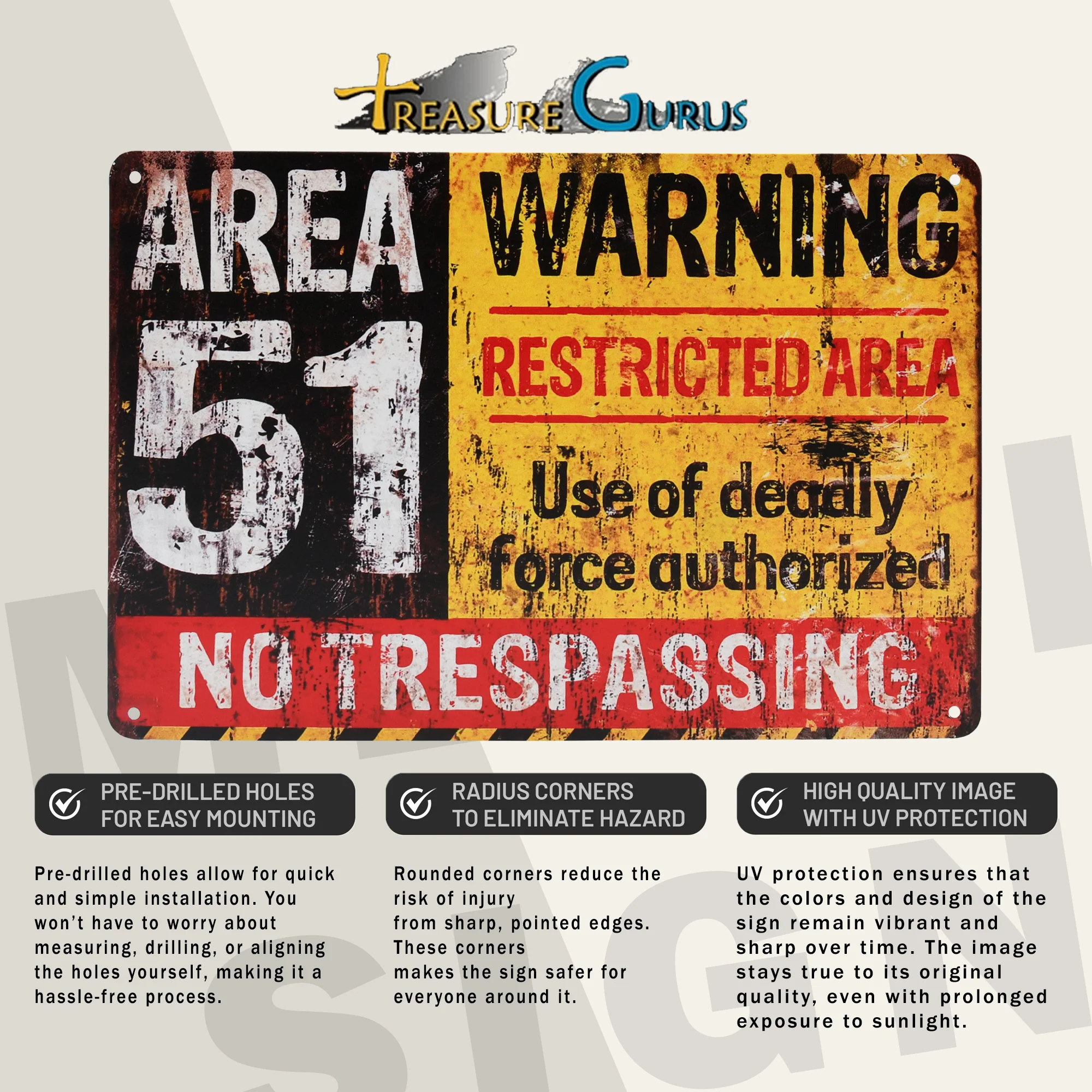 Restricted Area 51 No Trespassing Wall Sign for Man Cave, Garage Home Room Decor - Image 3