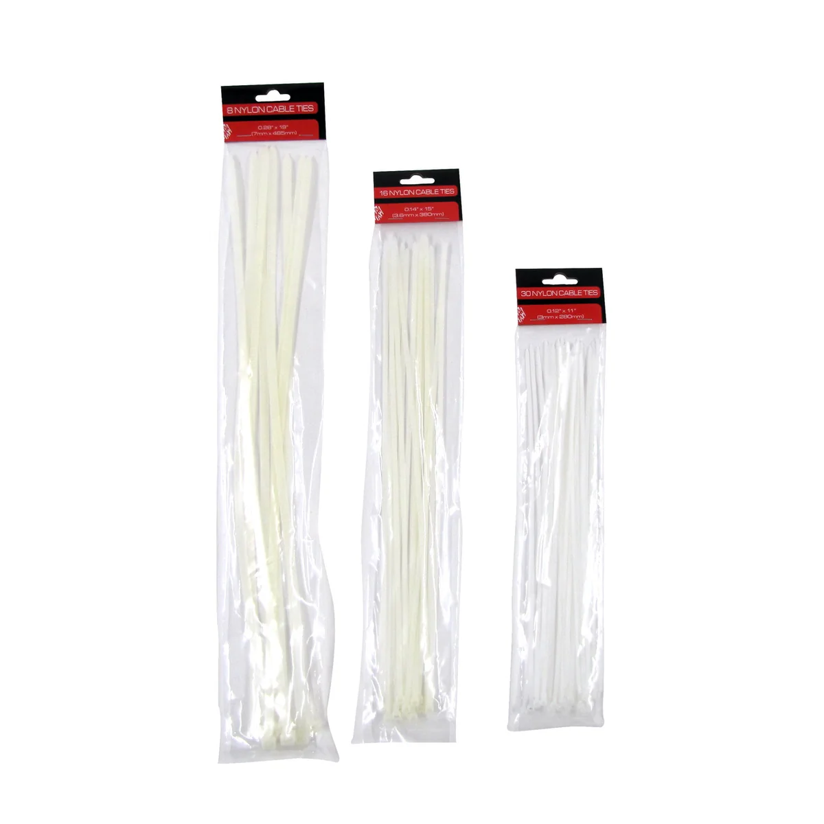 Assort Size Heavy Duty XL Nylon White Zip Tie Down Set Plastic Cable Wire Strap