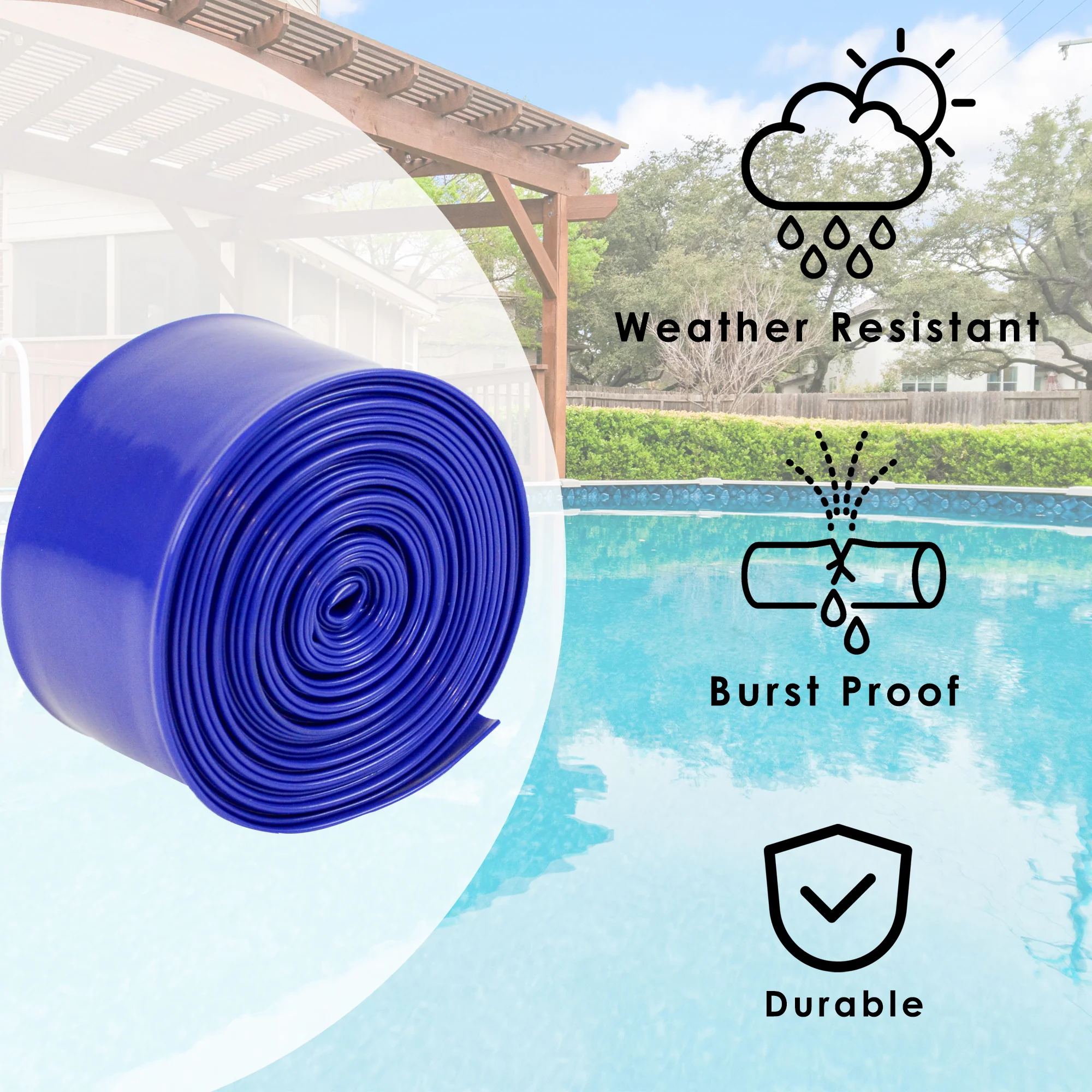 Backwash Swimming Pool Filter Hose 25 FT Above Ground Pools Sump Pump Water 1.5" - Image 3