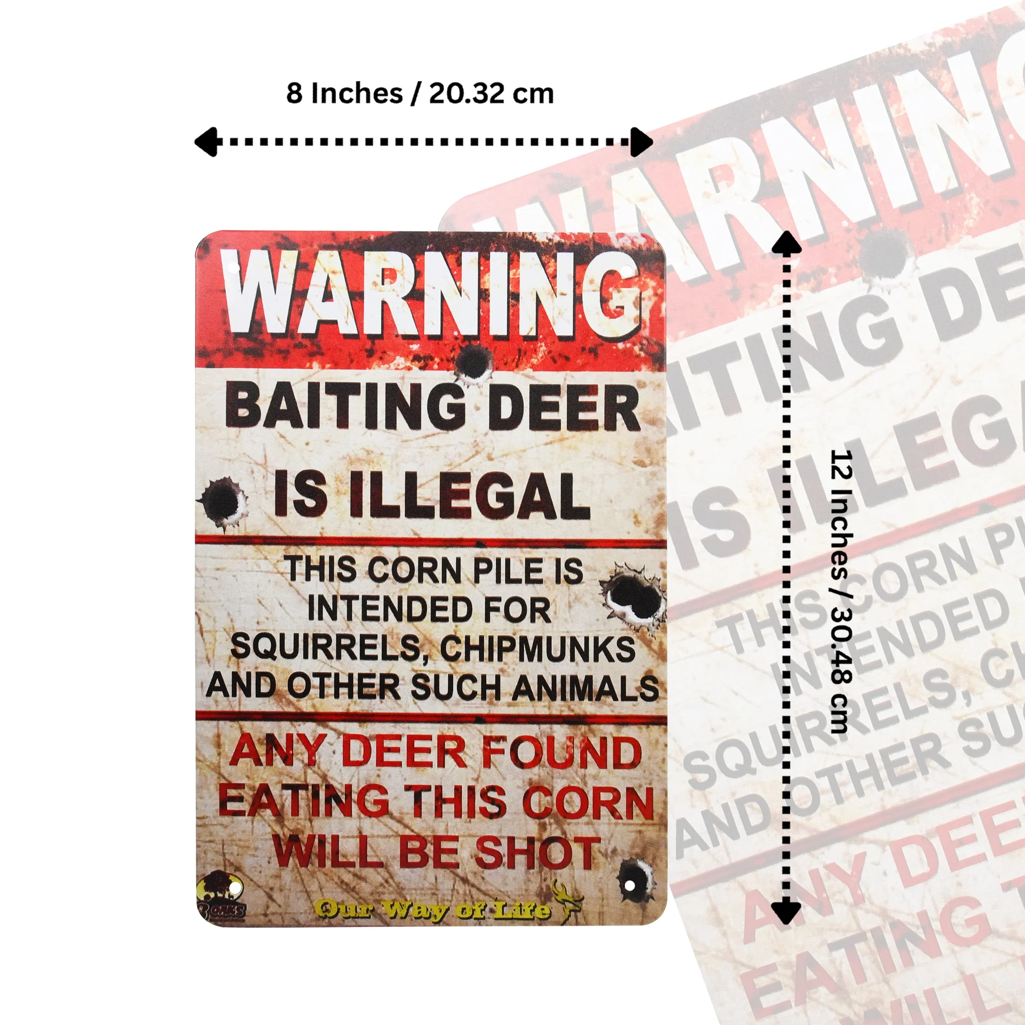 Warning Baiting Deer Corn Illegal Funny Sign Hunting Cabin Man Cave Wall Decor - Image 5