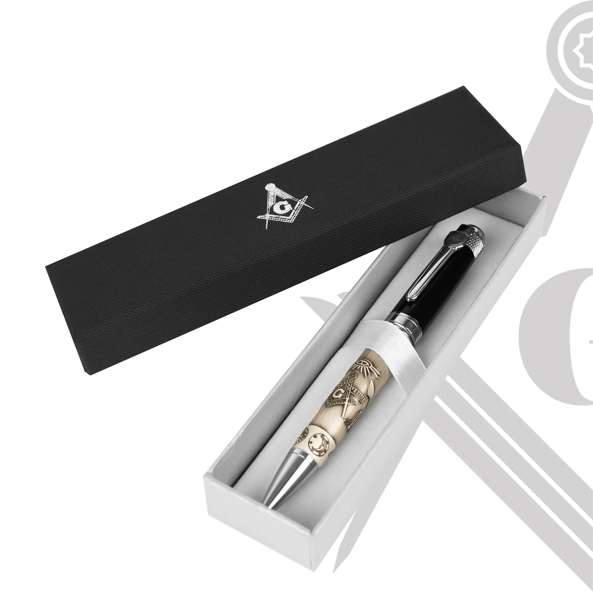 Ballpoint Masonic Writing Pen Gift Set for Men with Compass Symbol Free Mason - Image 3