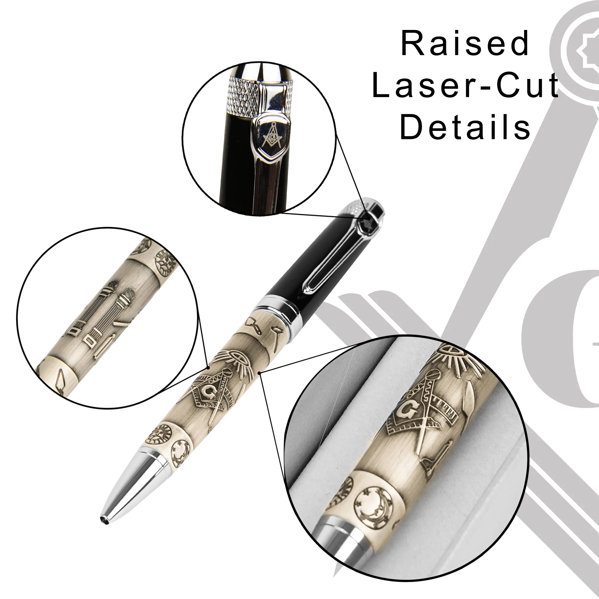 Ballpoint Masonic Writing Pen Gift Set for Men with Compass Symbol Free Mason - Image 4