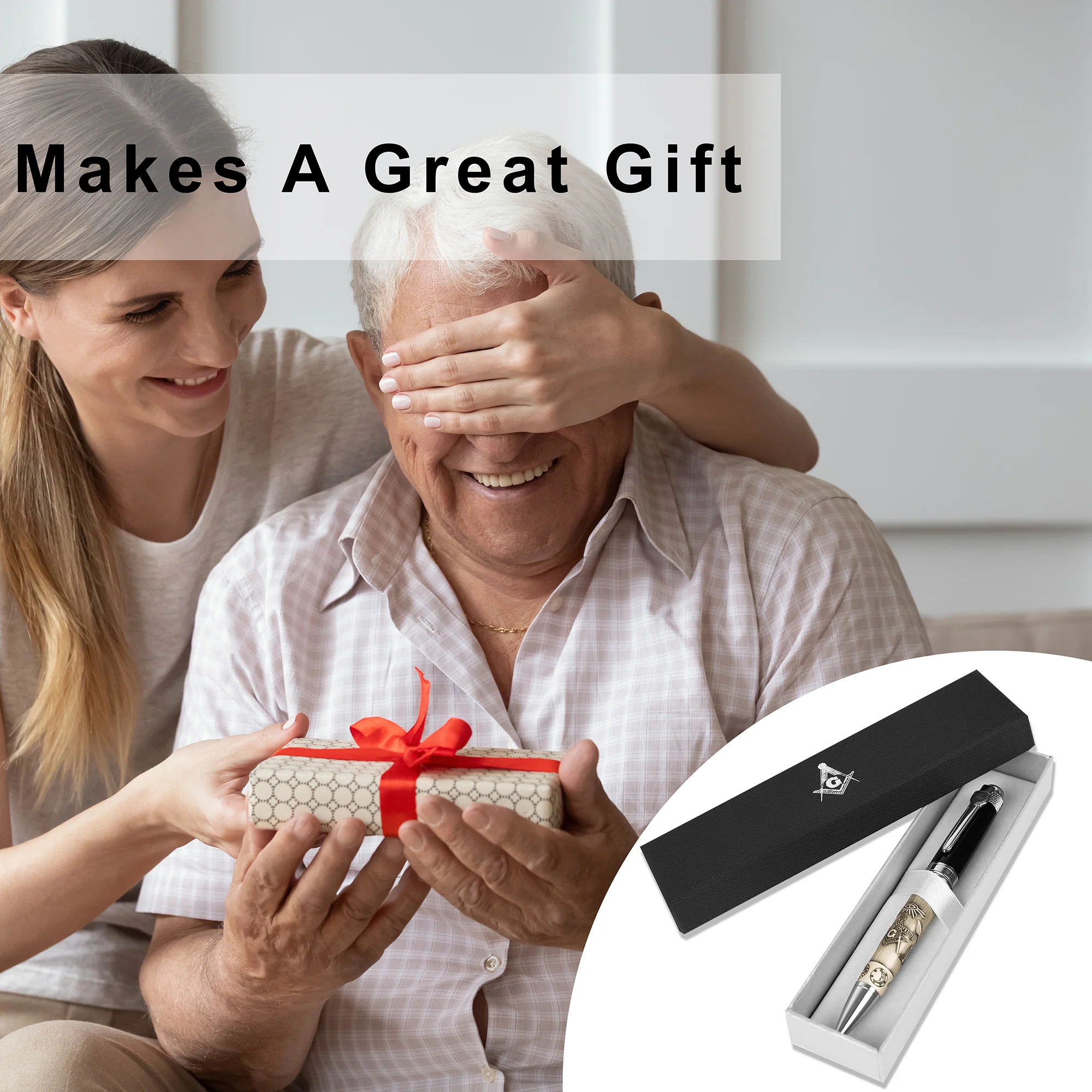 Ballpoint Masonic Writing Pen Gift Set for Men with Compass Symbol Free Mason - Image 7