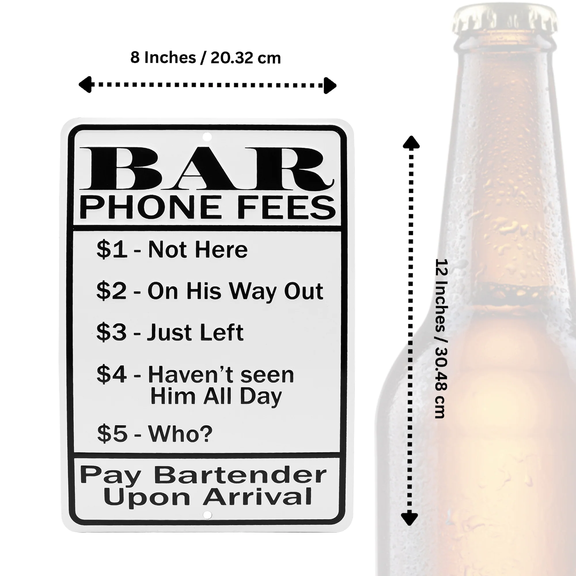 Bar Phone Fees Funny Metal Wall Art for Man Cave Garage Basement Dorm Room Decor - Image 5