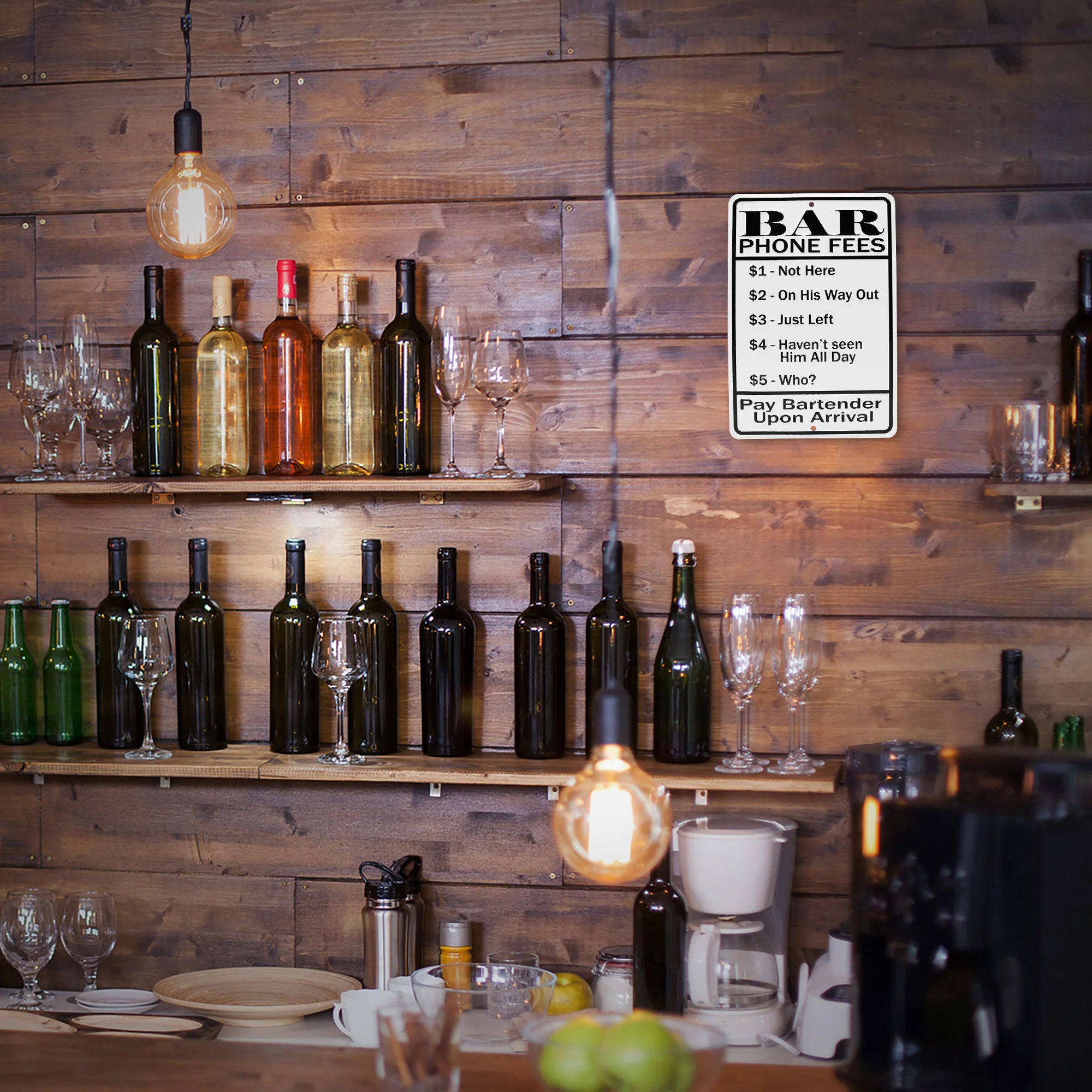 Bar Phone Fees Funny Metal Wall Art for Man Cave Garage Basement Dorm Room Decor - Image 7