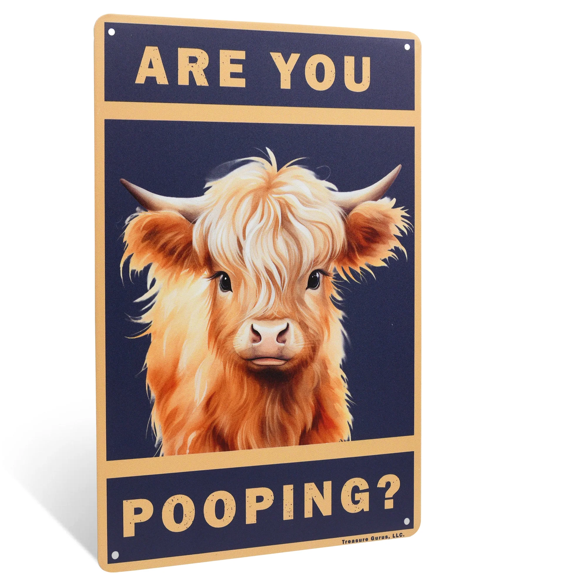 Bathroom Wall Decor Highland Cow Are You Pooping Sign Funny Wall Art Farmhouse