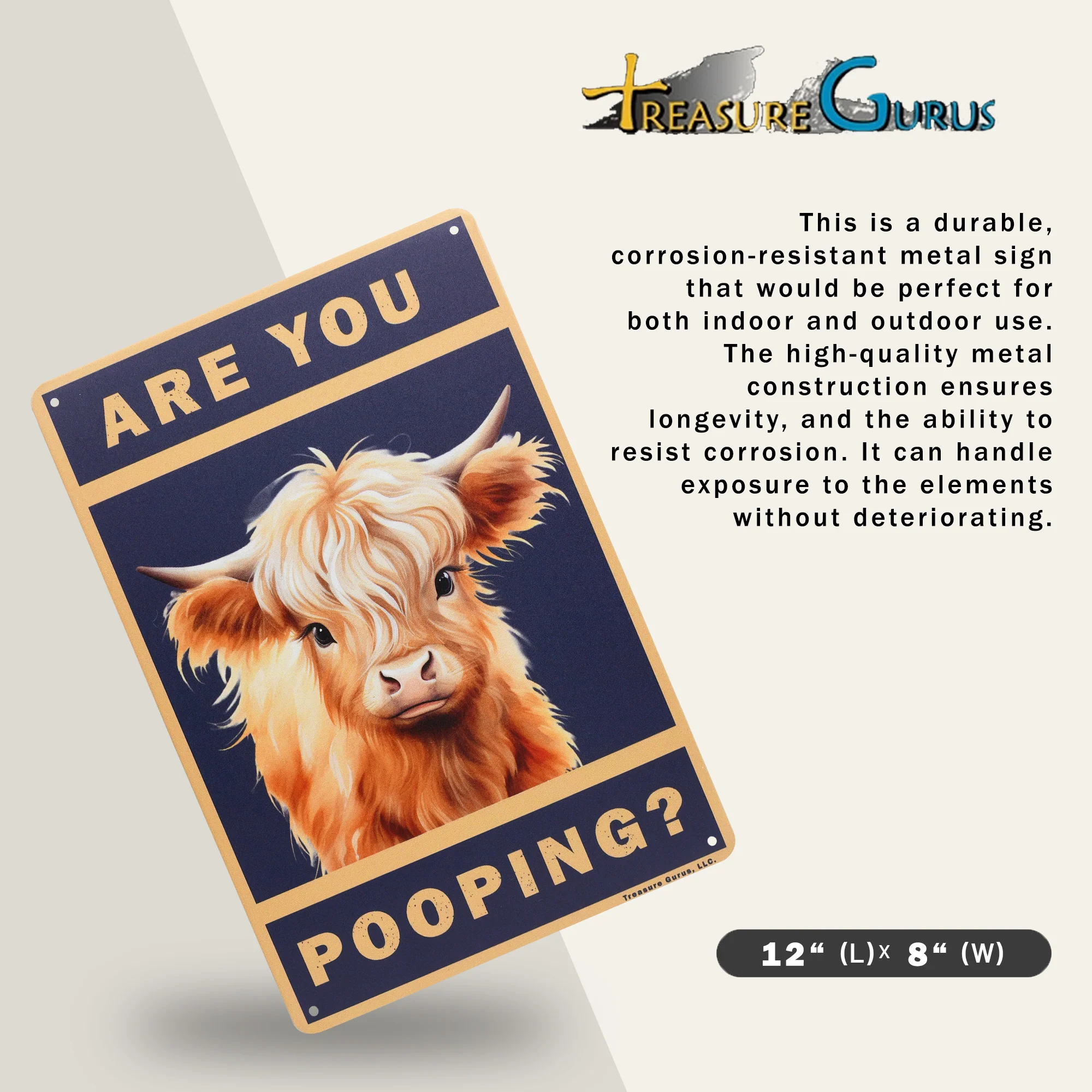 Bathroom Wall Decor Highland Cow Are You Pooping Sign Funny Wall Art Farmhouse - Image 2