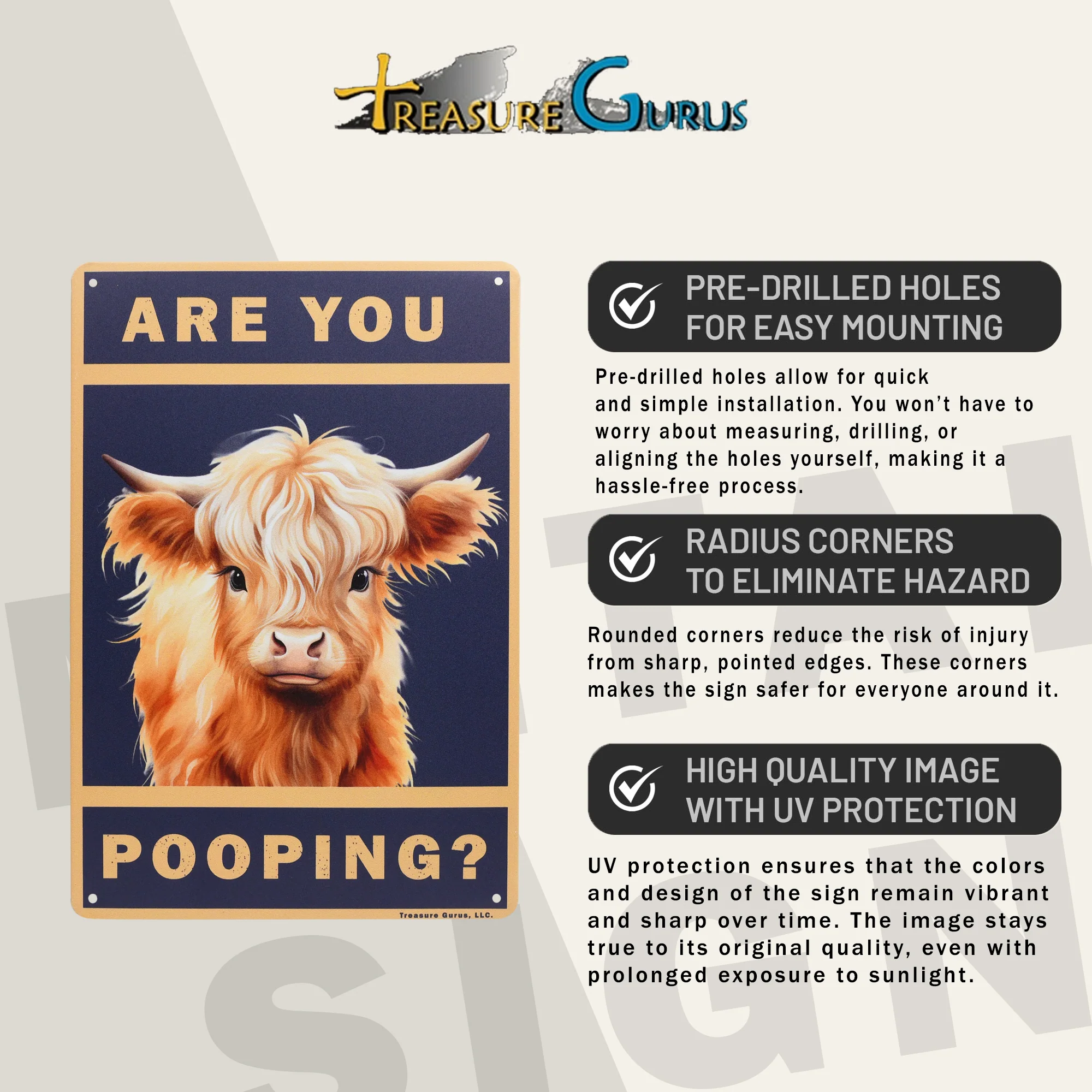 Bathroom Wall Decor Highland Cow Are You Pooping Sign Funny Wall Art Farmhouse - Image 3