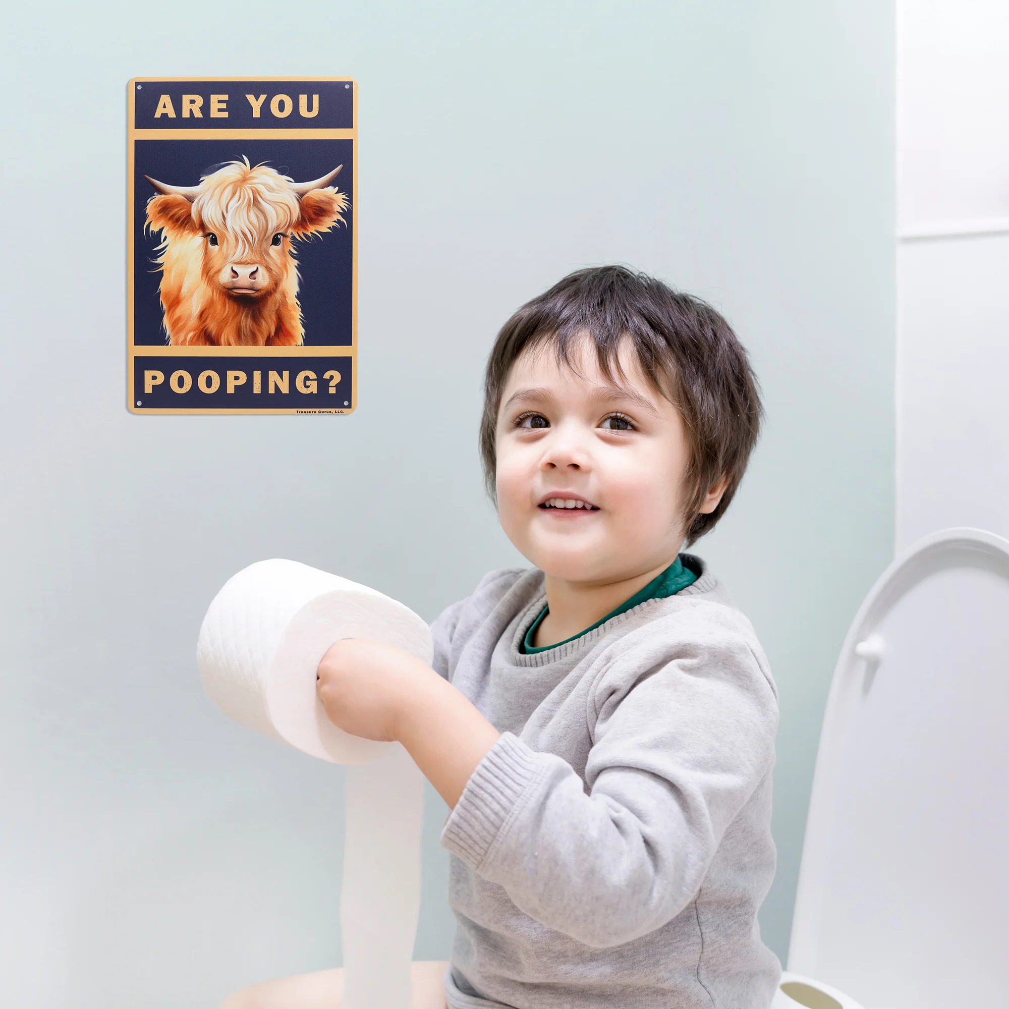 Bathroom Wall Decor Highland Cow Are You Pooping Sign Funny Wall Art Farmhouse - Image 6