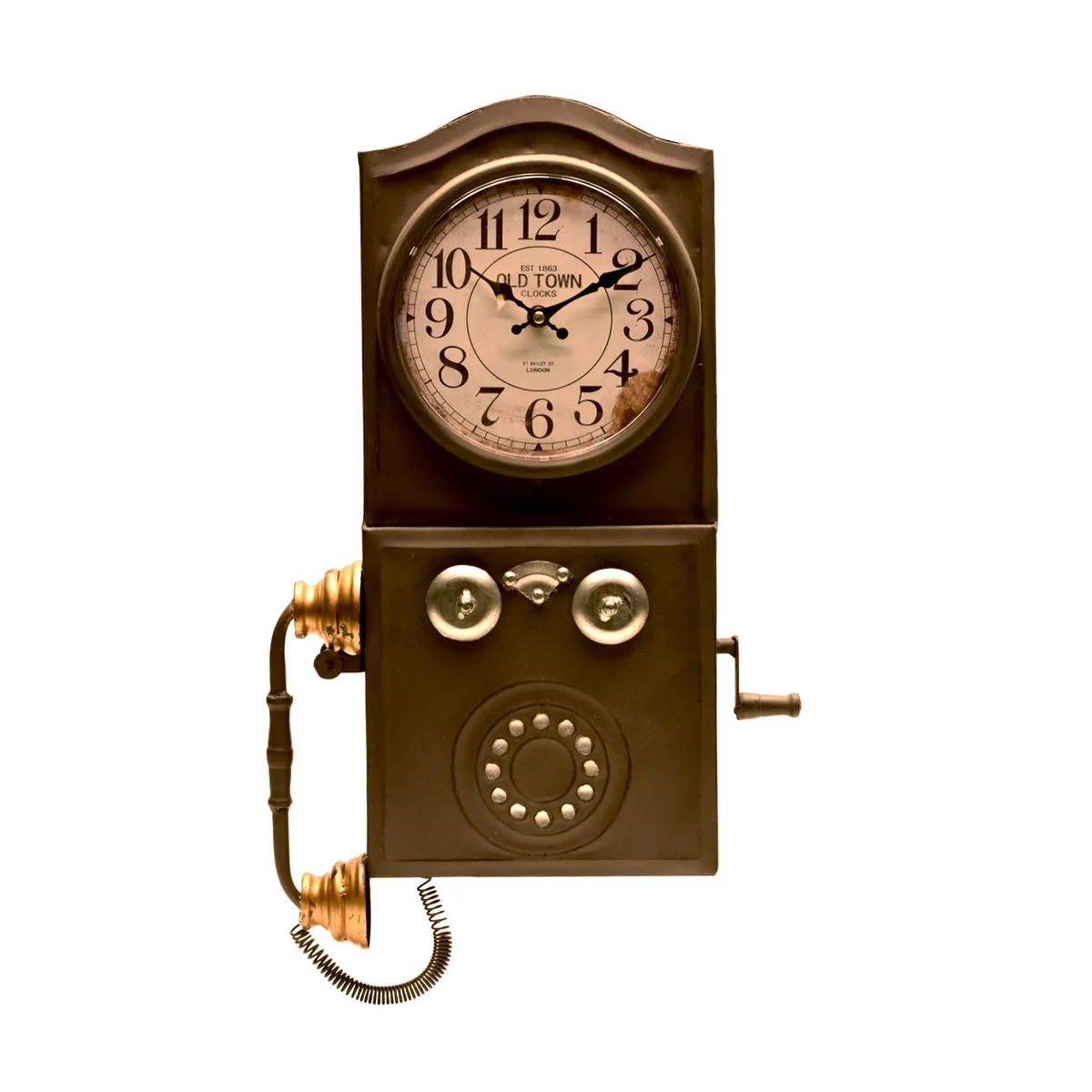 Battery Operated Antique Phone Wall Clock Retro Telephone Living Room Home Decor