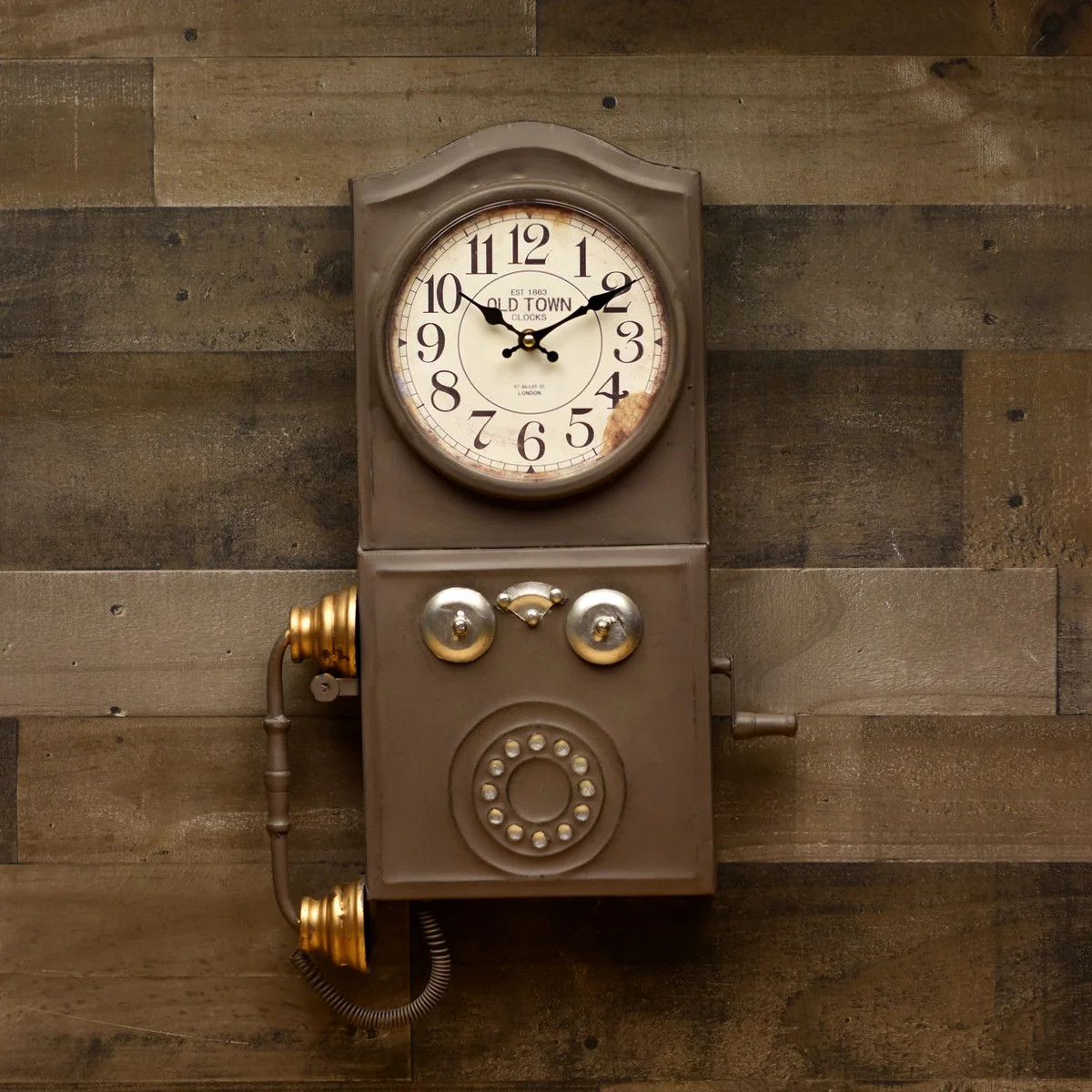 Battery Operated Antique Phone Wall Clock Retro Telephone Living Room Home Decor - Image 4
