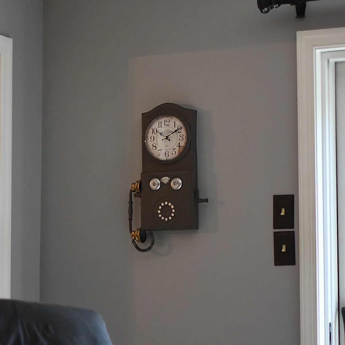 Battery Operated Antique Phone Wall Clock Retro Telephone Living Room Home Decor - Image 5