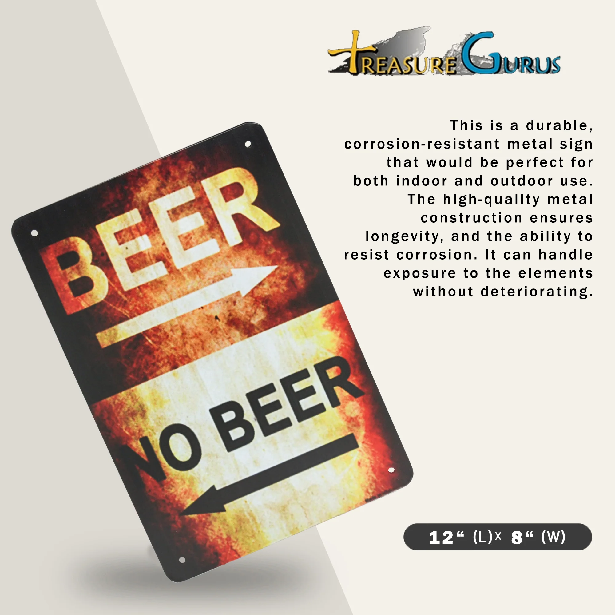 Funny Beer No Beer Metal Sign Man Cave, Garage Dorm Room Decor Home Bar Wall Art - Image 2