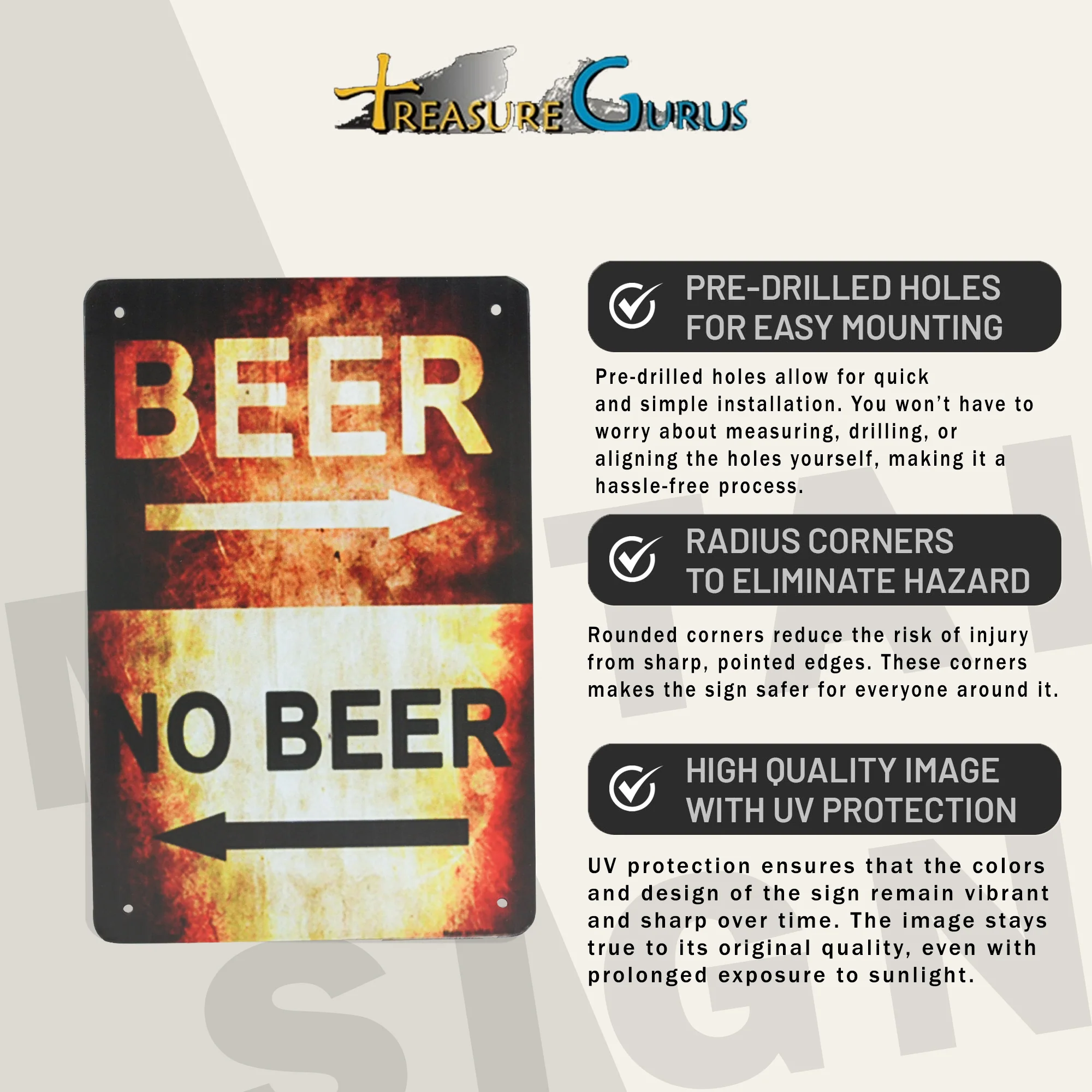 Funny Beer No Beer Metal Sign Man Cave, Garage Dorm Room Decor Home Bar Wall Art - Image 3