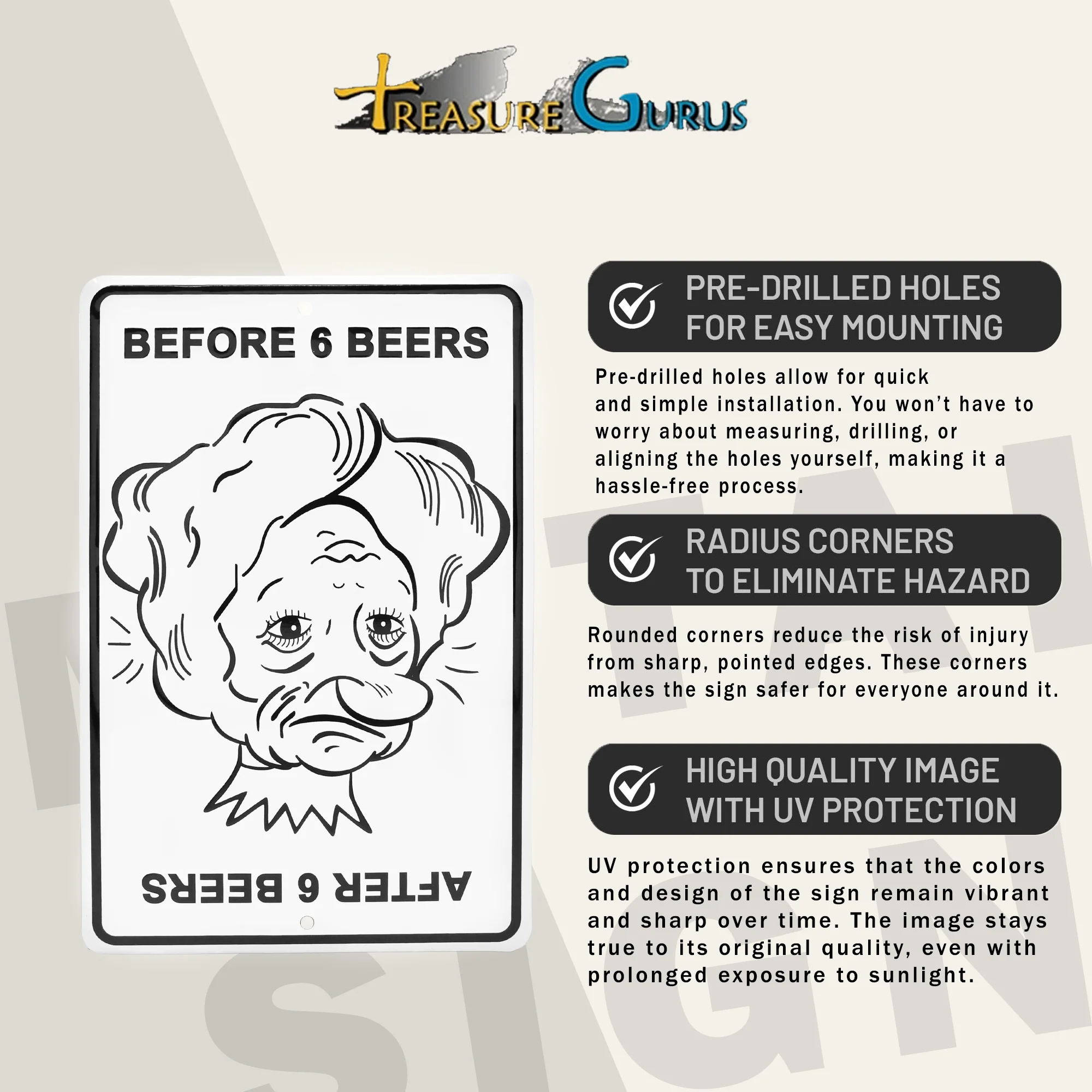 Beer Metal Wall Art Sign Funny Before 6 Beers Man Cave, Bar, Dorm Room Decor - Image 4