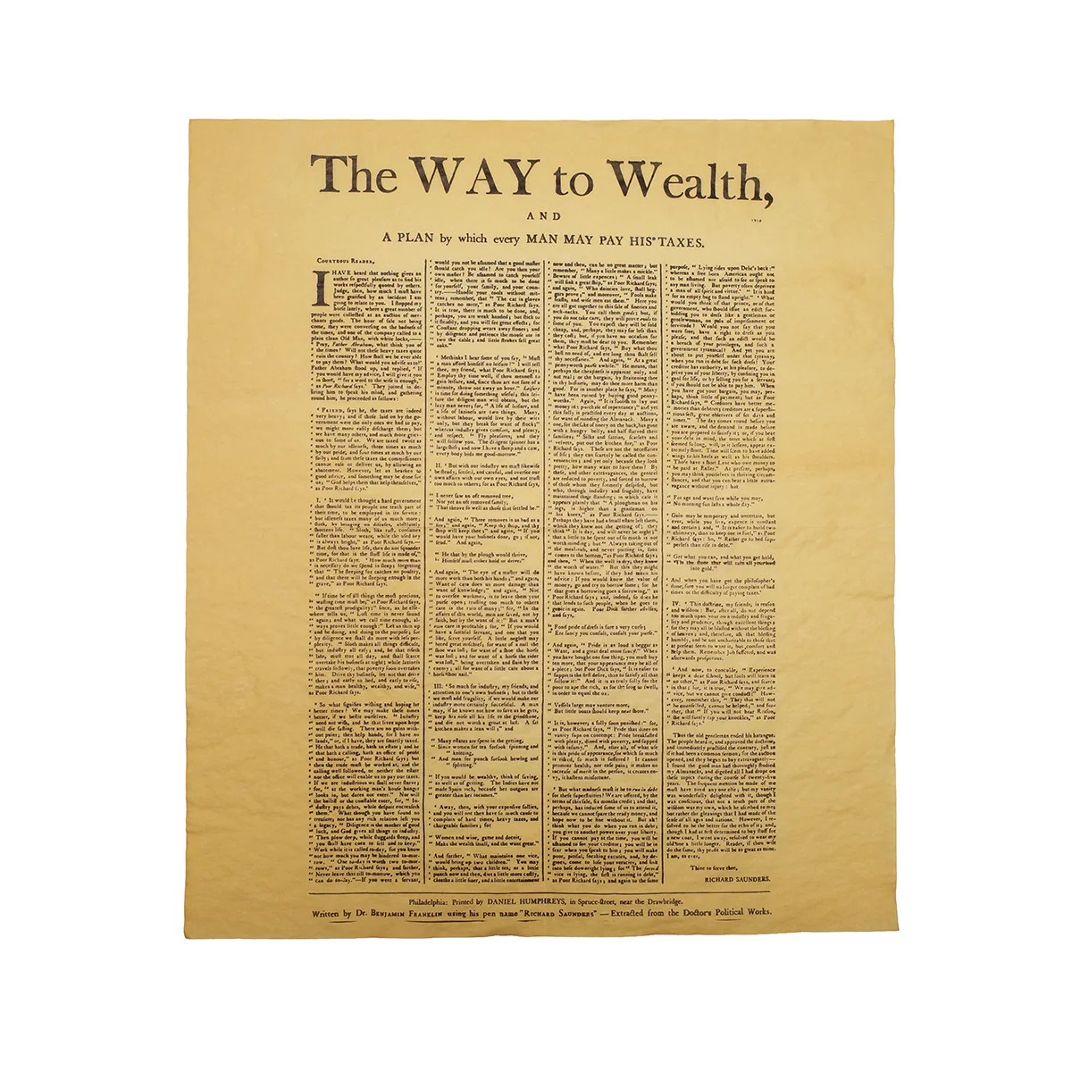Benjamin Franklin Way Wealth Parchment Paper Poster Home Decor Document Wall Art