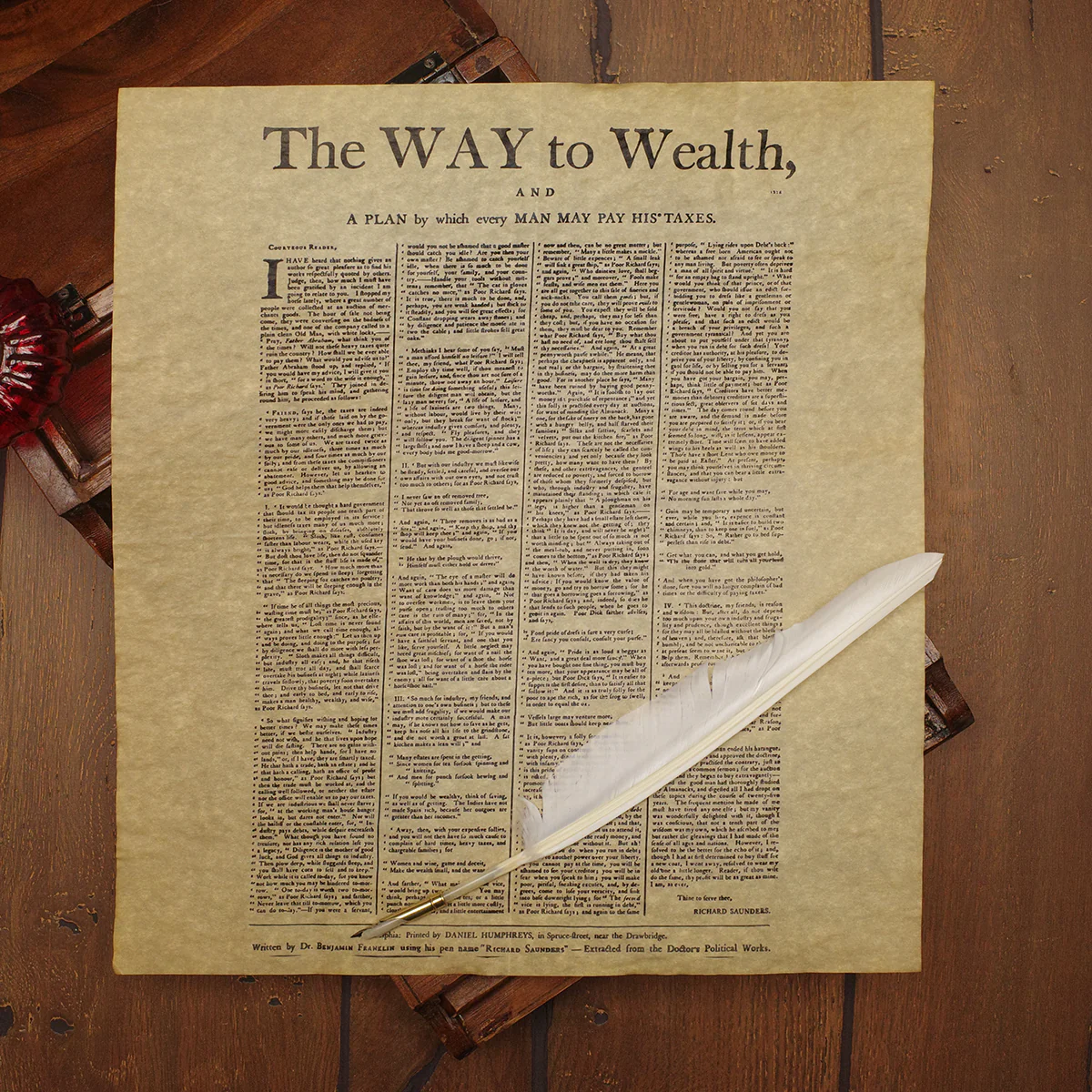 Benjamin Franklin Way Wealth Parchment Paper Poster Home Decor Document Wall Art - Image 2
