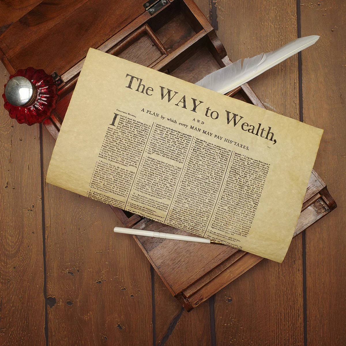 Benjamin Franklin Way Wealth Parchment Paper Poster Home Decor Document Wall Art - Image 3