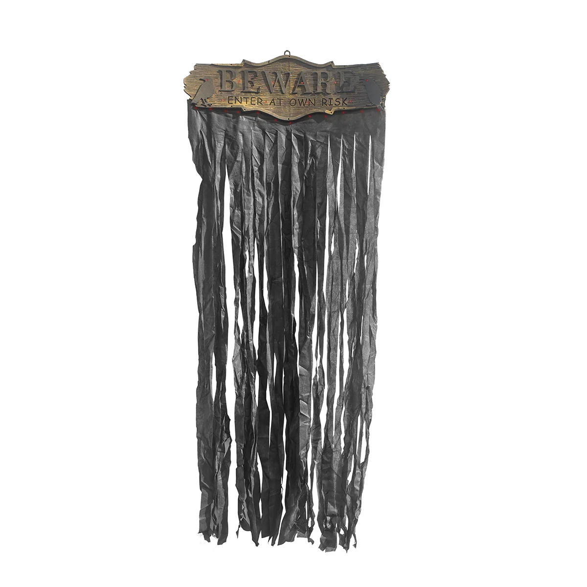 Beware Curtain Light Up Haunted House Prop LED Crow Scary Halloween Door Decor - Image 2
