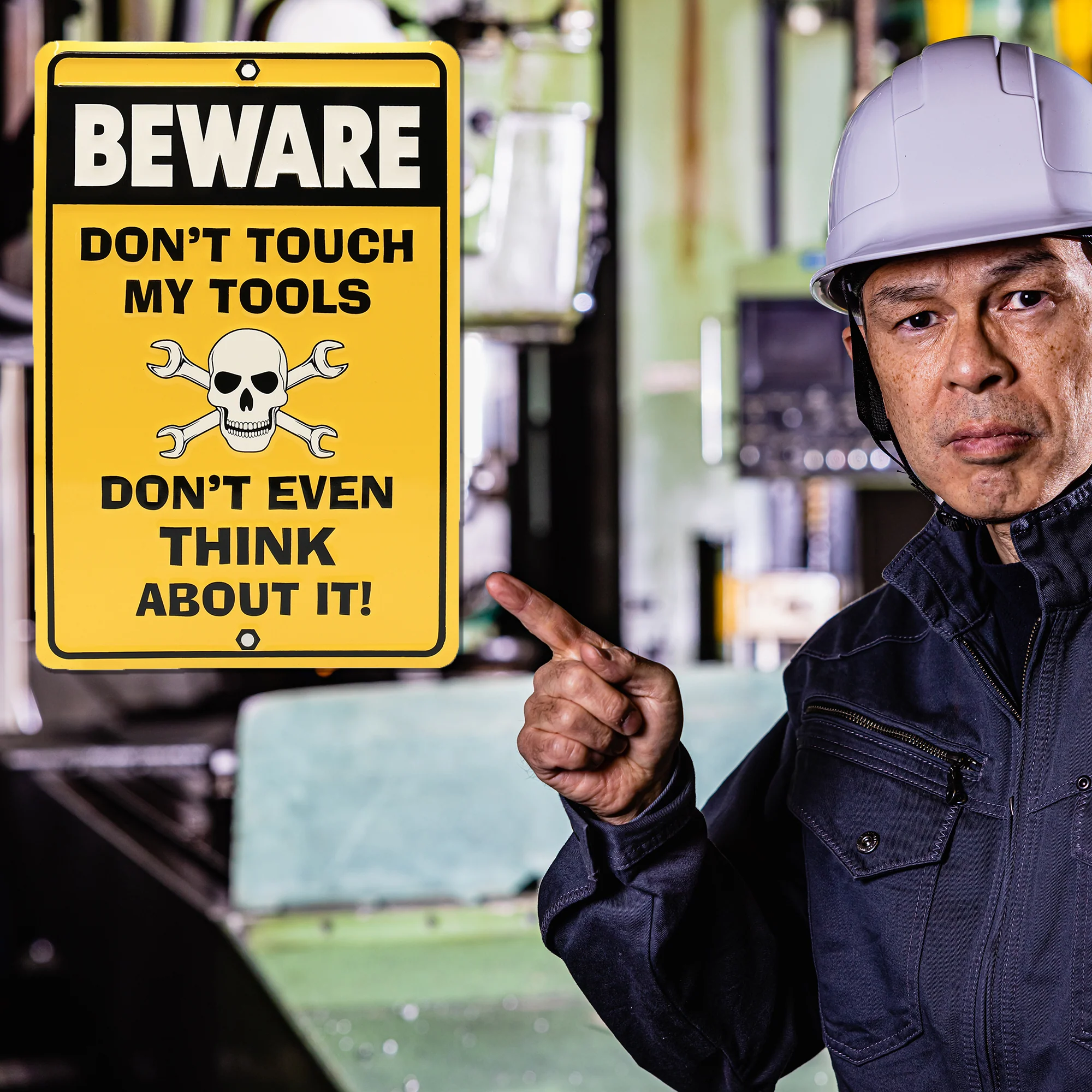 Metal Don't Touch Tools Funny Sign for Man Cave, Shop, Garage Tin Wall Art Decor - Image 2