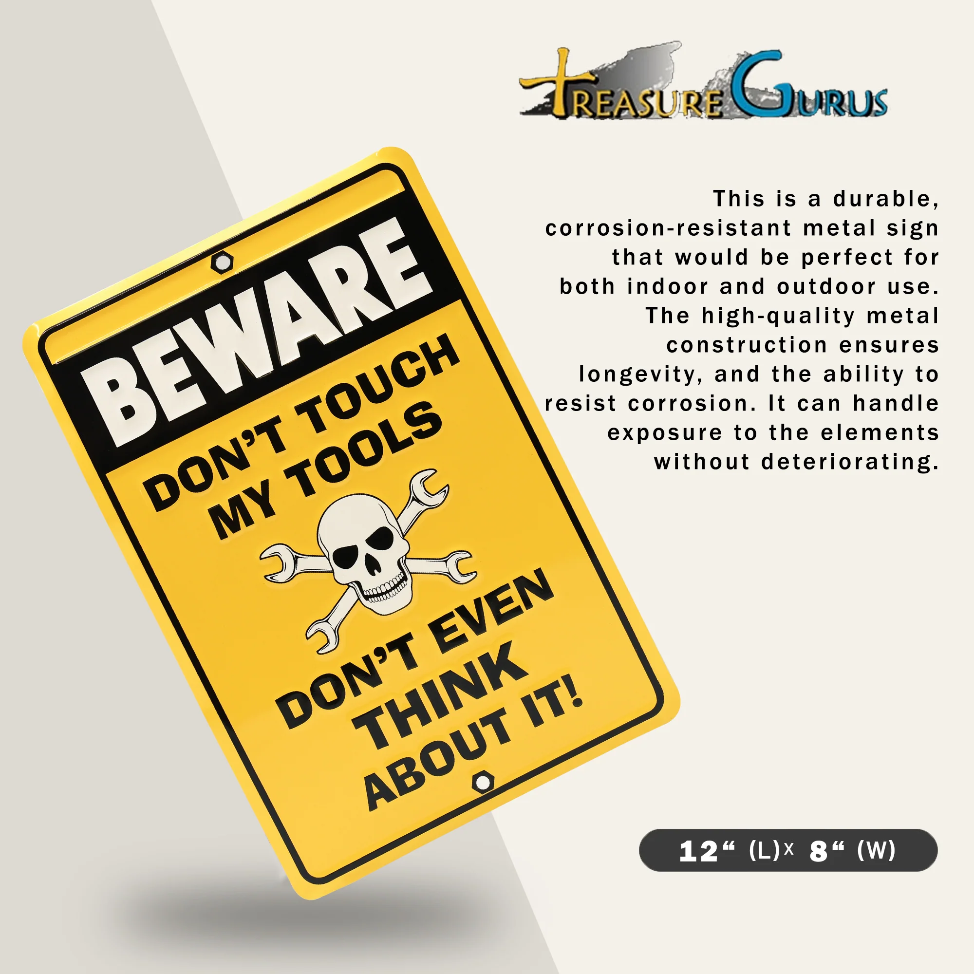 Metal Don't Touch Tools Funny Sign for Man Cave, Shop, Garage Tin Wall Art Decor - Image 3