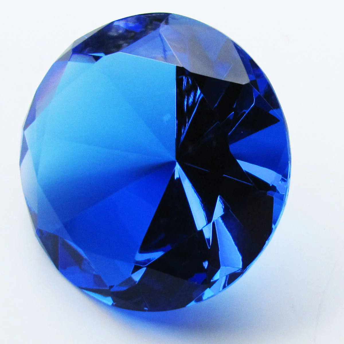 Big 100mm Cobalt Blue 100 mm Cut Glass Crystal Giant Diamond Jewel Paperweight - Image 2